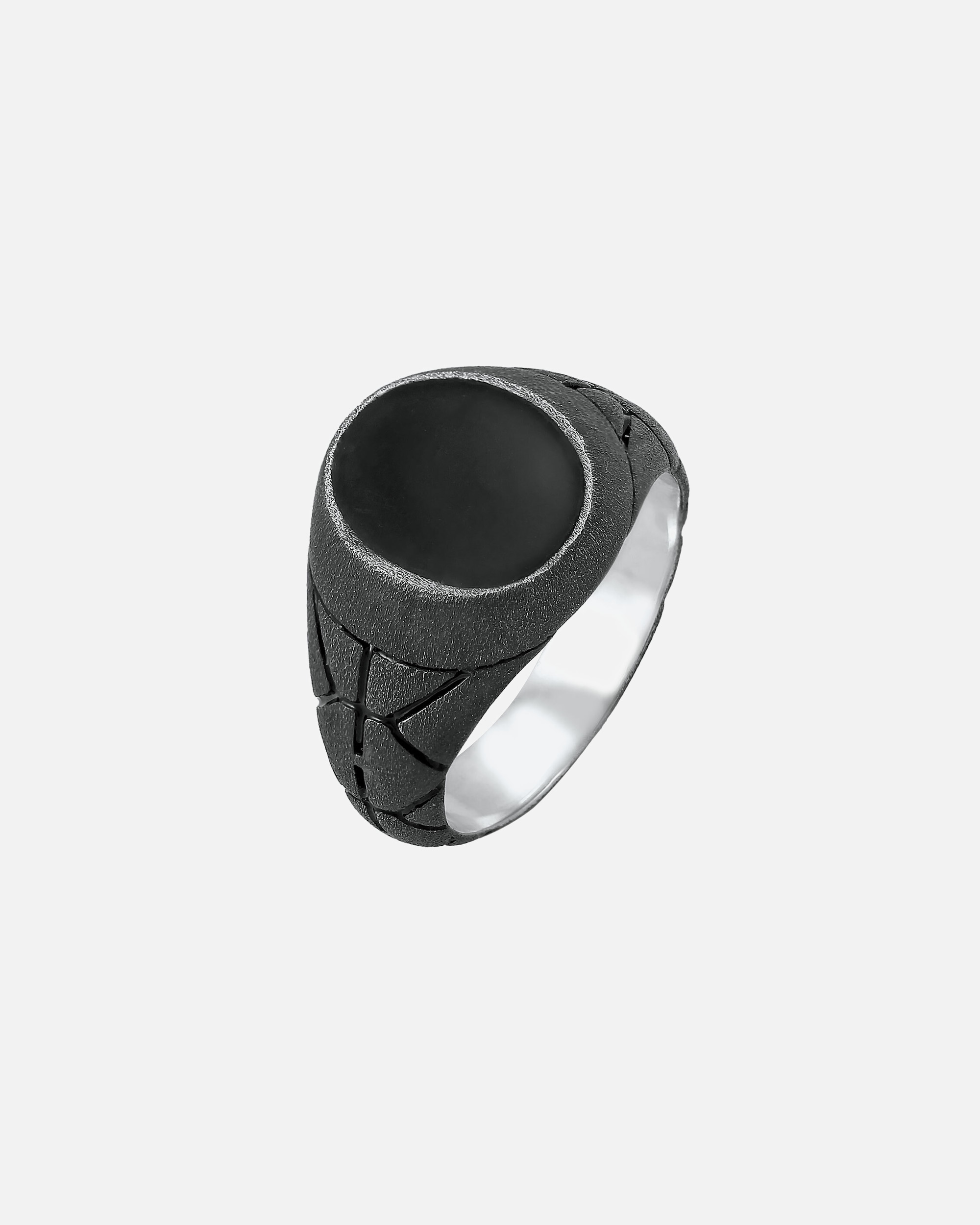 Bague pour Homme KUZZOI Basic Herren Siegelring Oval Emaille 925er Silber 62