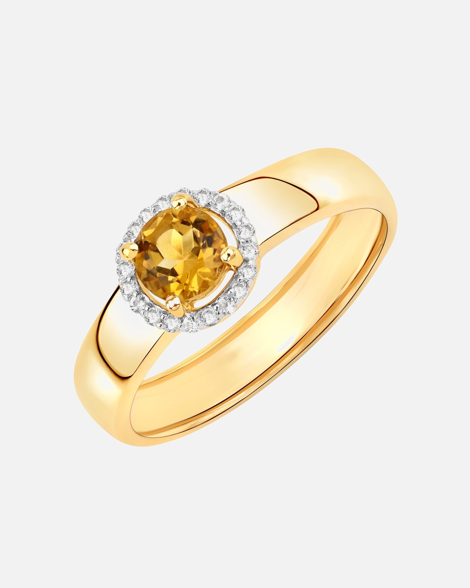 Bague pour Femme Rafaela Donata Bague Argent sterling Citrine en Or jaune 54