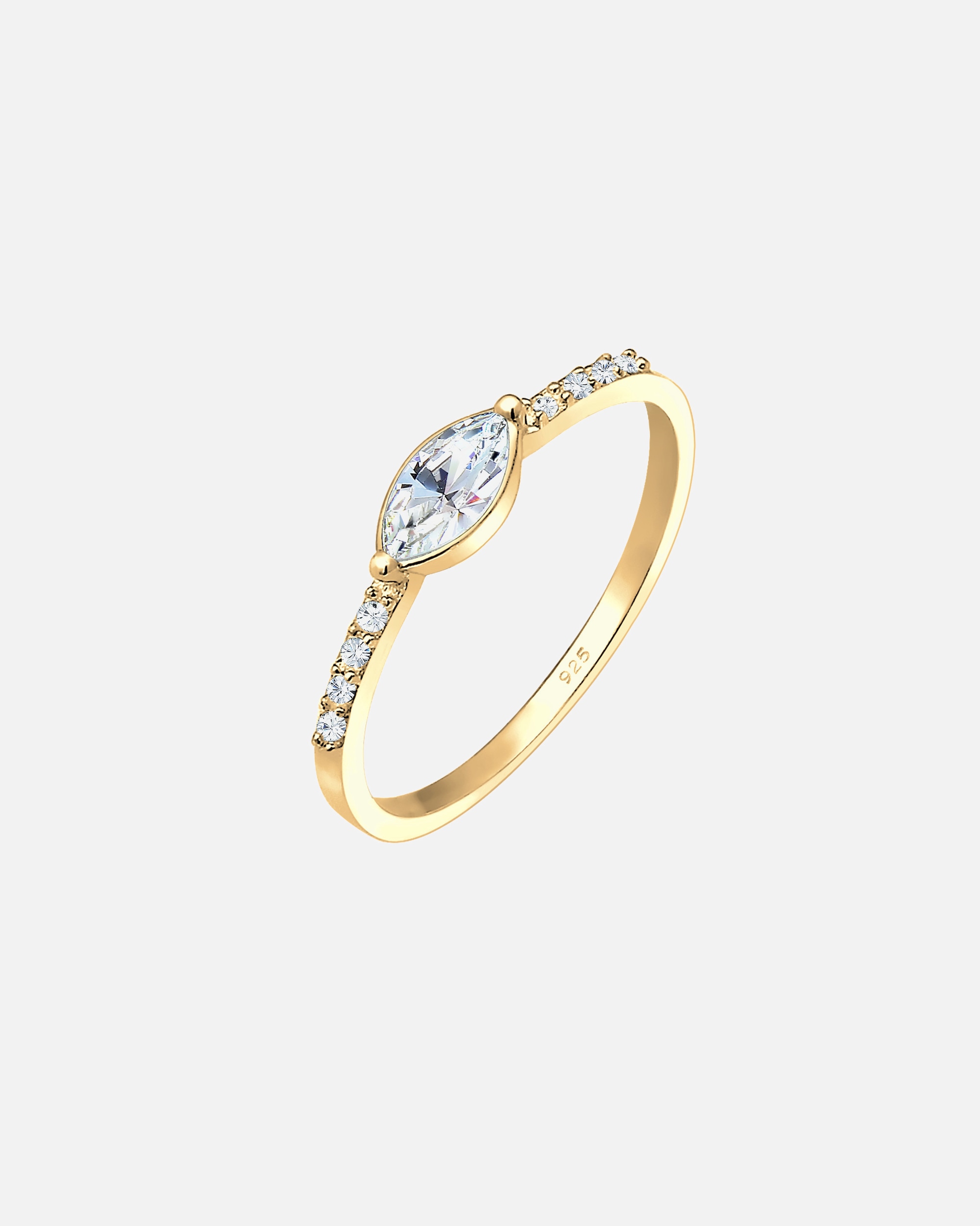 Bague pour Femme Elli Fiançailles Marquise Cristaux 925 Argent Plaqué Or 56