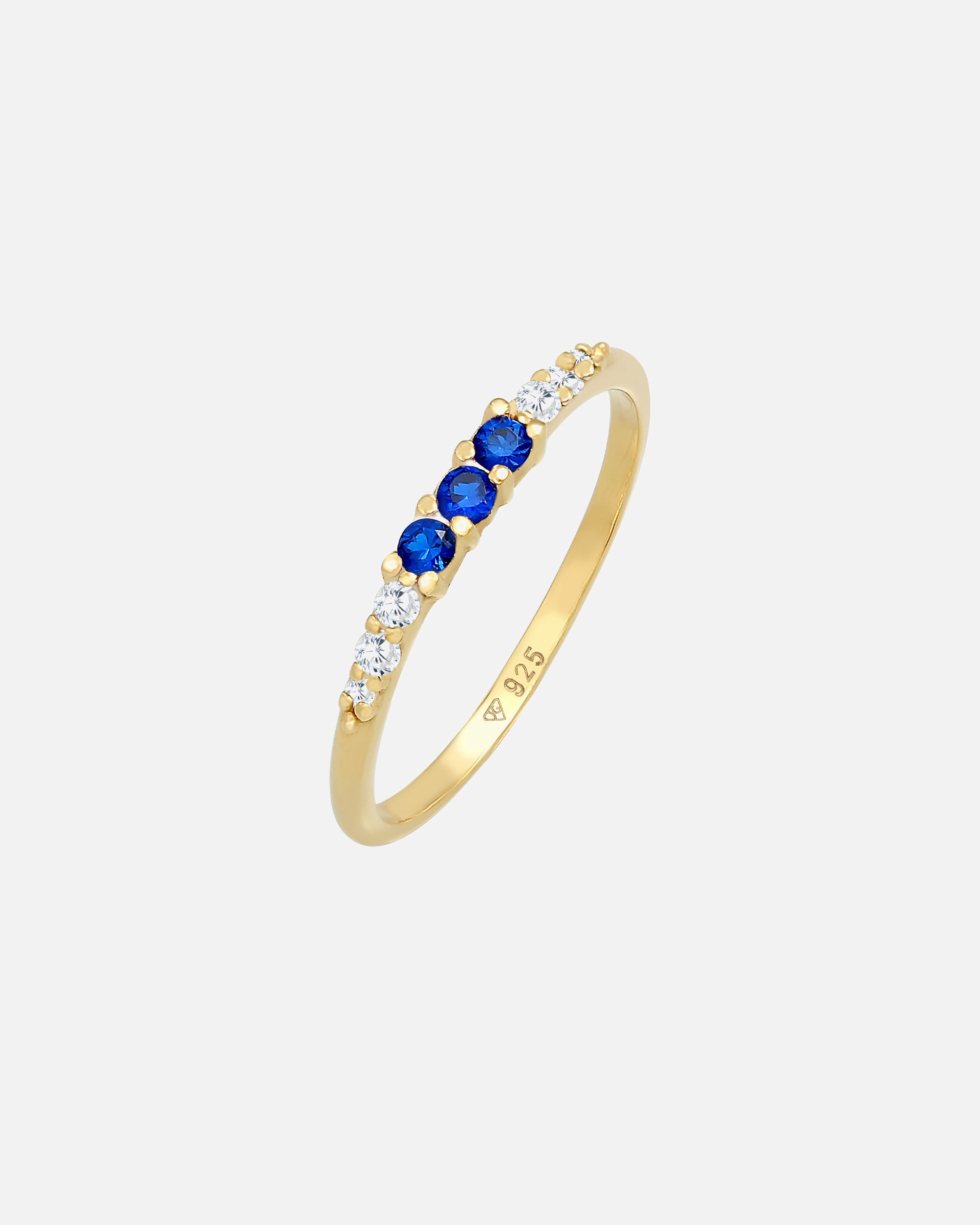 Bague pour Femme Elli Zirconia saphir synthétique 925 Argent Plaqué Or 56