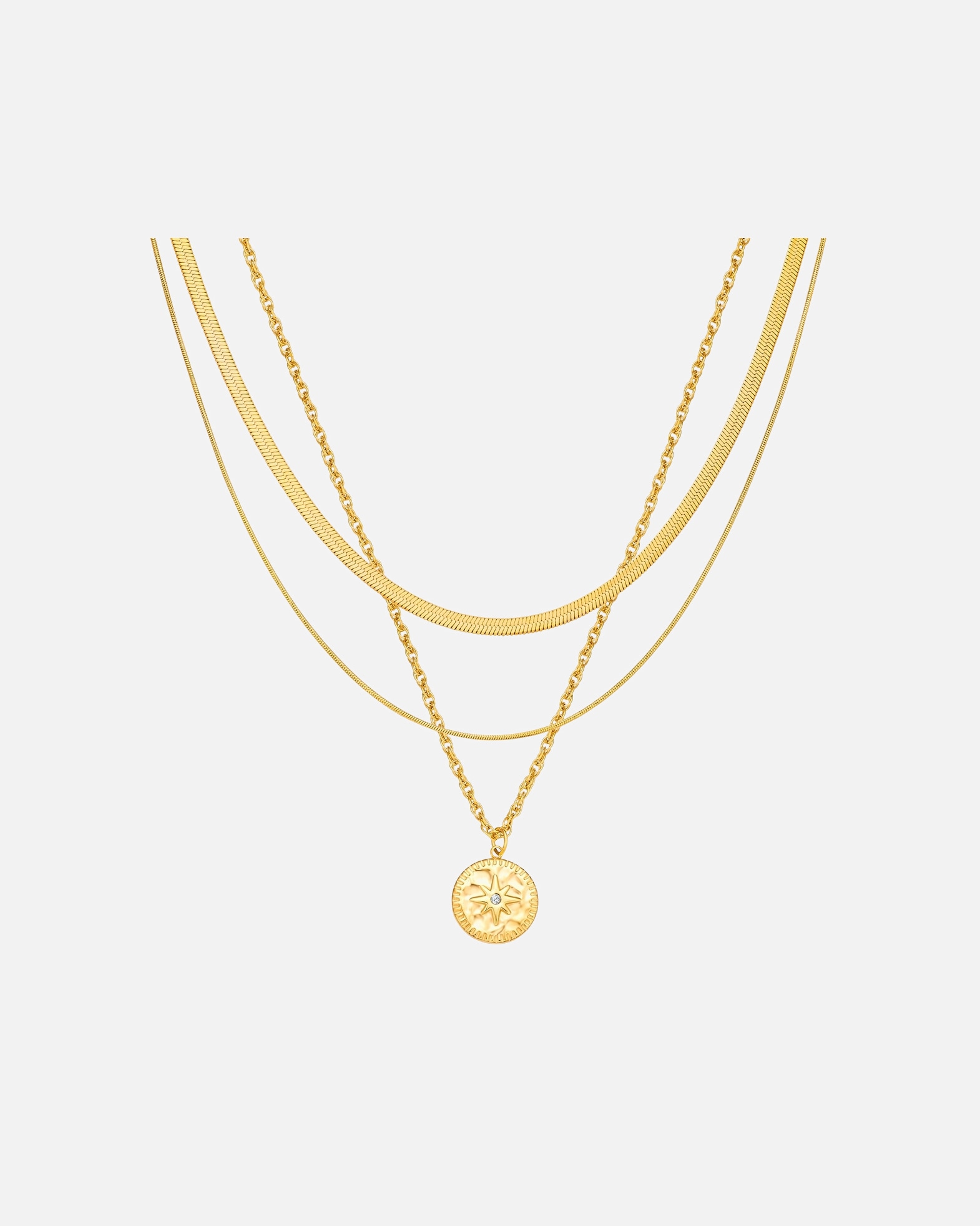 Collier pour Femme Eastside Chaîne Étoilé en Acier inoxydable en Or jaune Chaîne de base 46,0/41,0/38,0 cm + rallonge 5,0 cm
