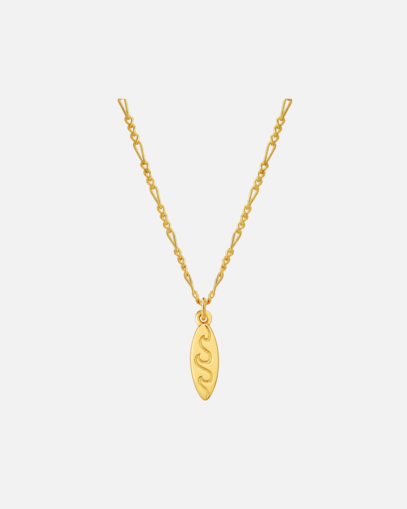 Collier pour Femme Glanzstücke München Collier Surfboard en Argent Sterling en or jaune 40,0 cm Basiskette + 5,0 cm Verlängerung