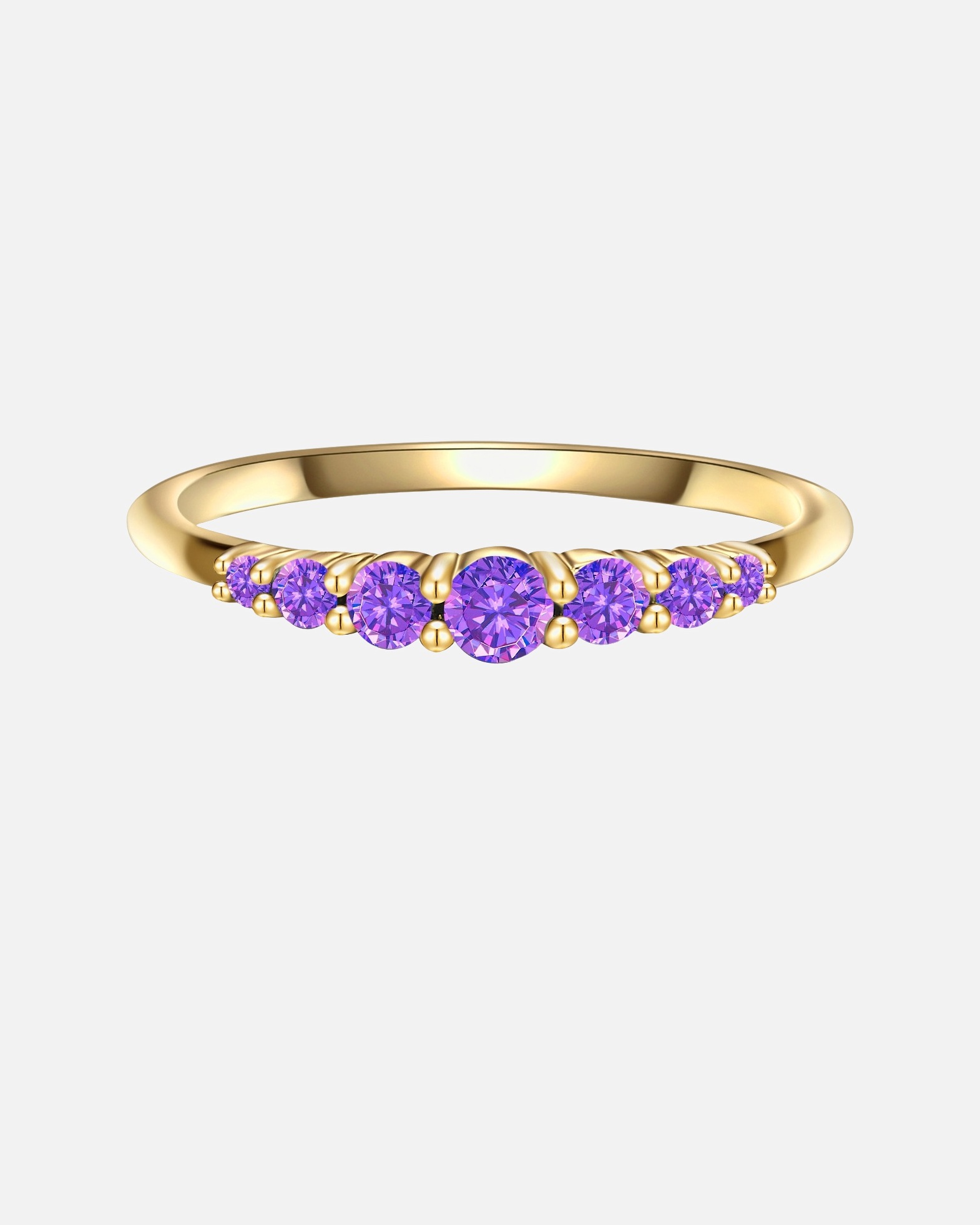 Bague pour Femme Glanzstücke München Bague en argent Argent sterling Améthyste en Or jaune 58