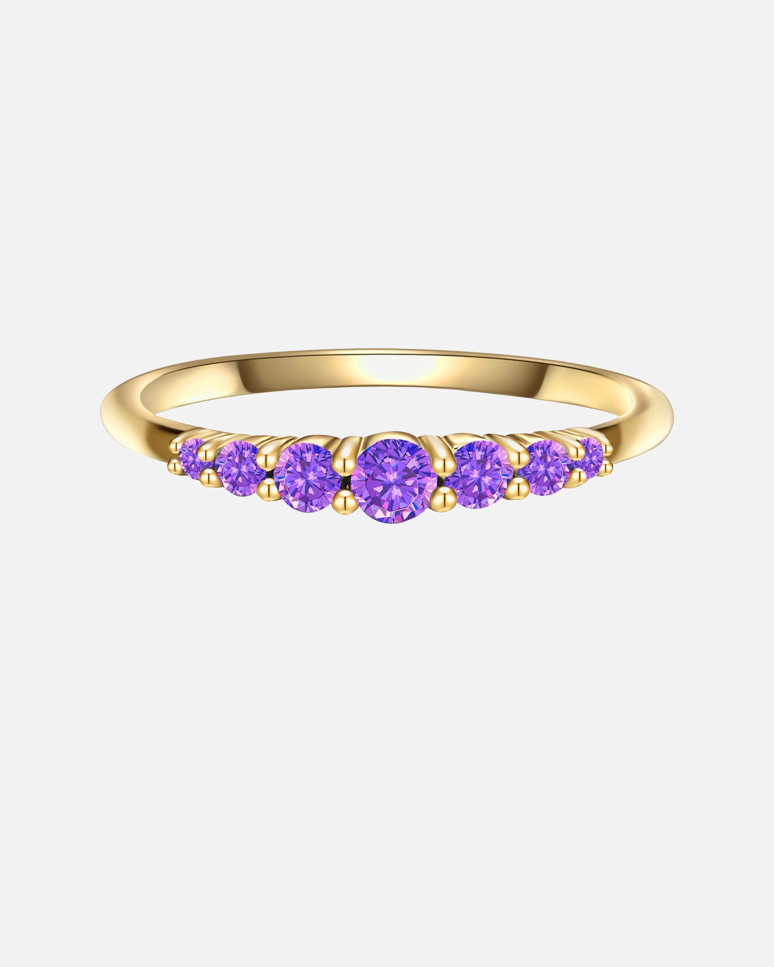 Bague pour Femme Bague en argent Argent sterling Améthyste en Or jaune 50