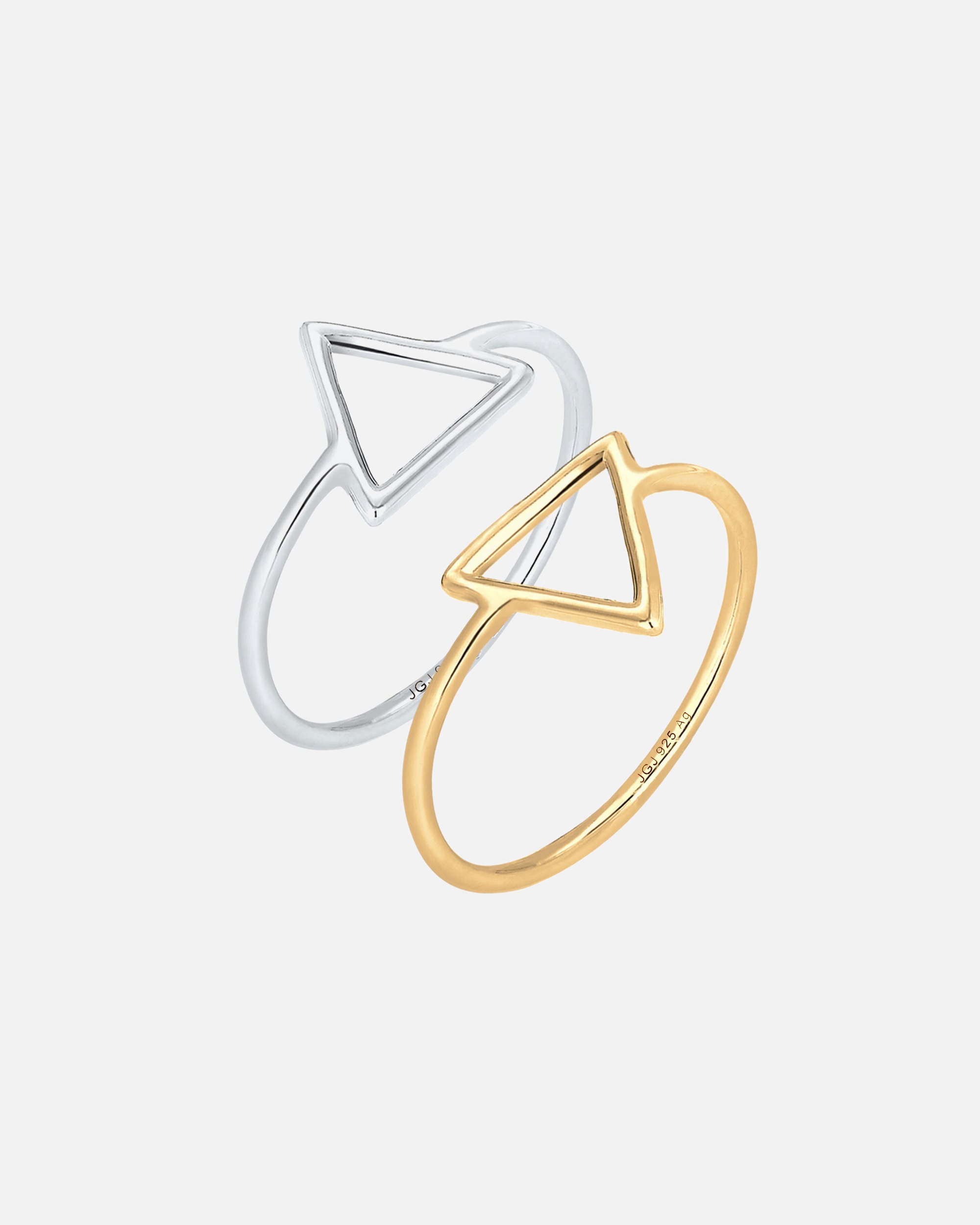 Bague pour Femme Elli Set Tendance Triangle Bi-Color 925 Argent Plaqué Or 54