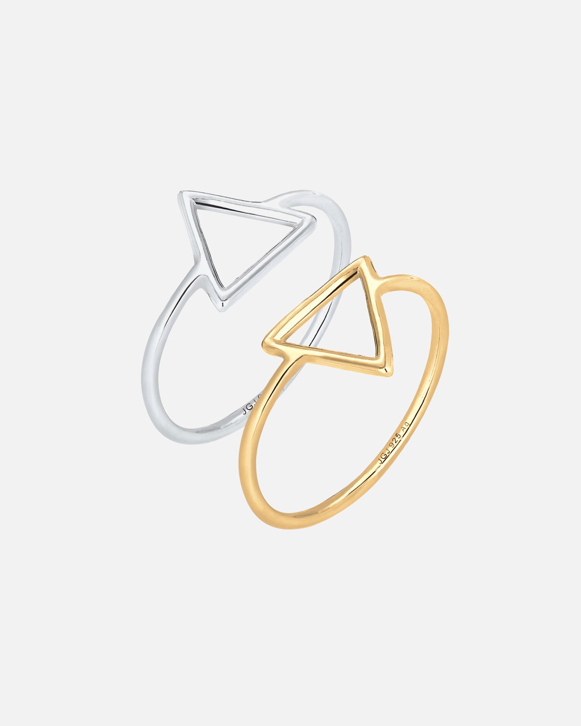 Bague pour Femme Elli Femmes Set Triangle Geo Bi-Color en argent sterling 925 58