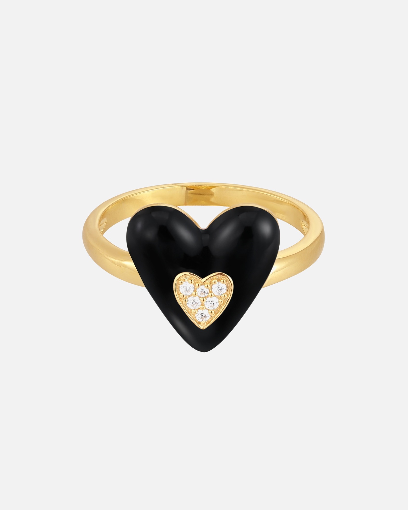 Bague pour Femme Glanzstücke München Bague Coeur Argent sterling Oxyde de zirconium (CZ) en Or jaune 50