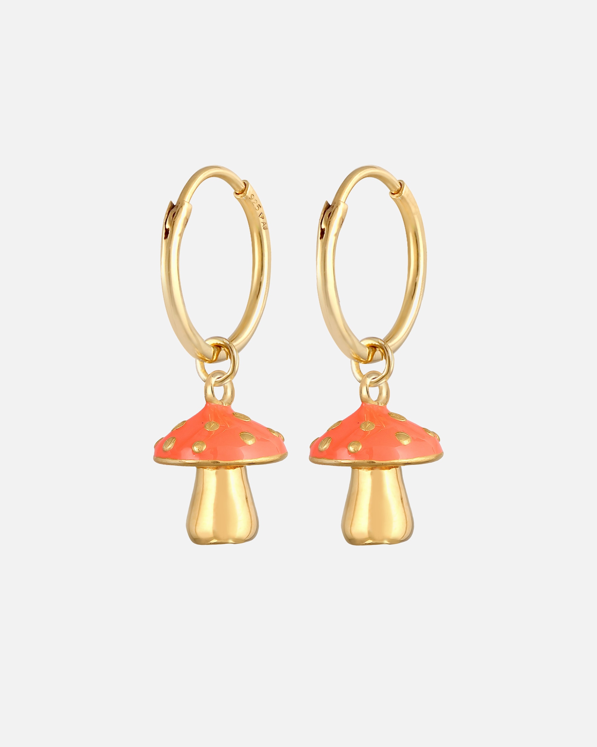 Boucles d'oreilles pour Femme Elli Femmes Créoles champignon orange avec émail en argent sterling 925 plaqué or Orange