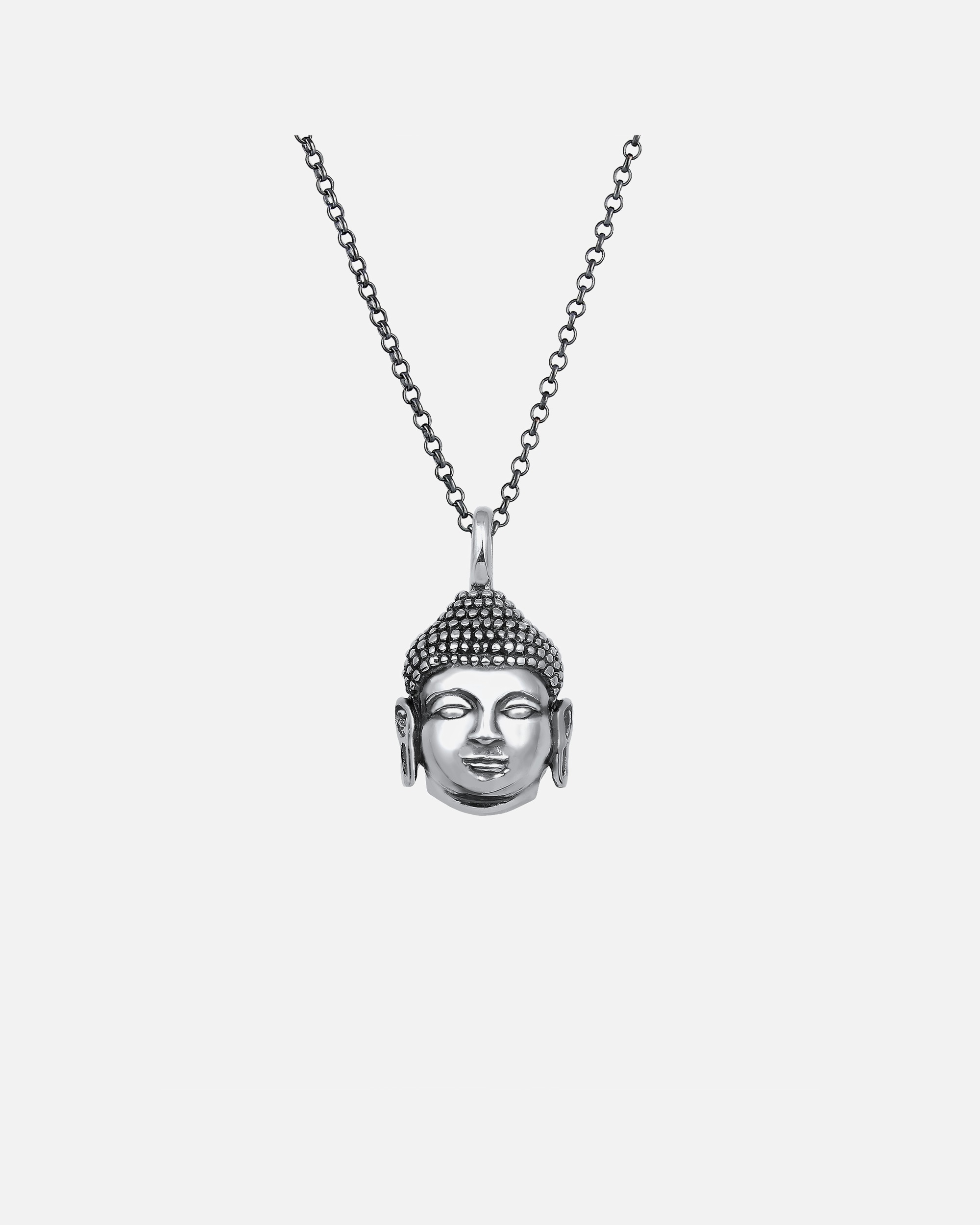 Collier pour Homme KUZZOI Pendentif homme tête de bouddha en argent sterling 925 oxydé 60