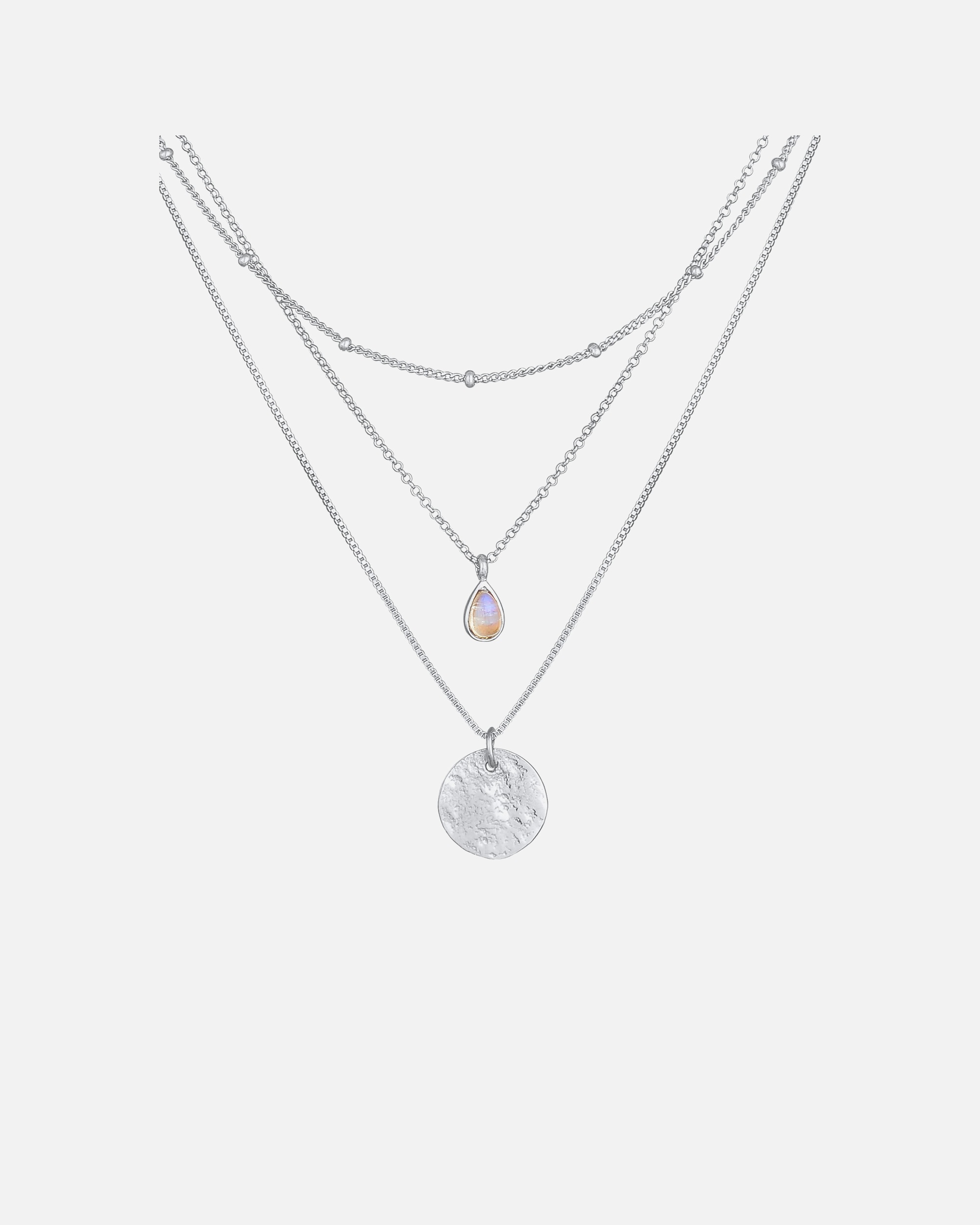 Collier pour Femme Elli PREMIUM Plaque de couche pour Femme Antique avec Pierre de Lune en Argent Sterling 925 40