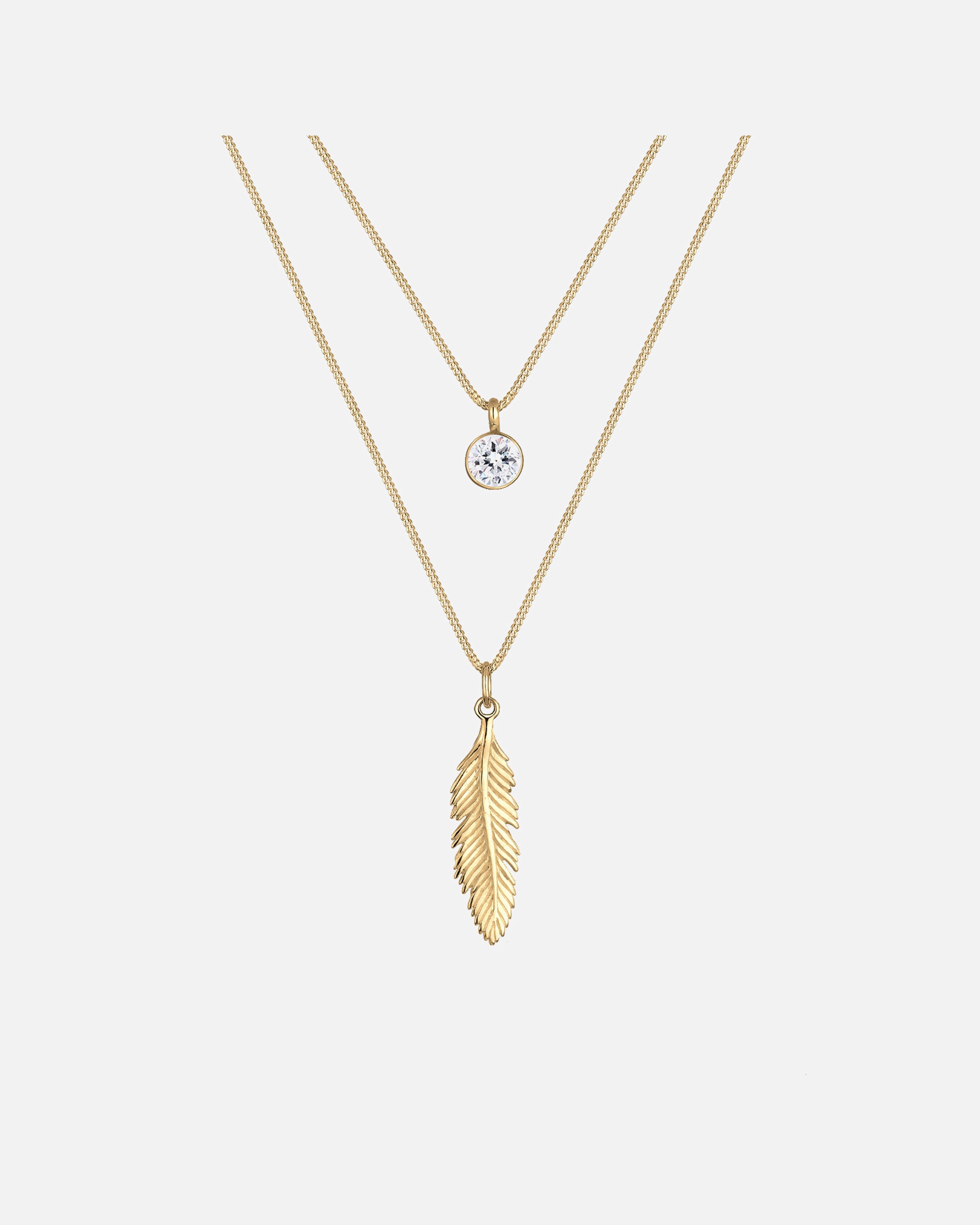 Collier pour Femme Elli Couches plume boho Cristaux Argent 925 55