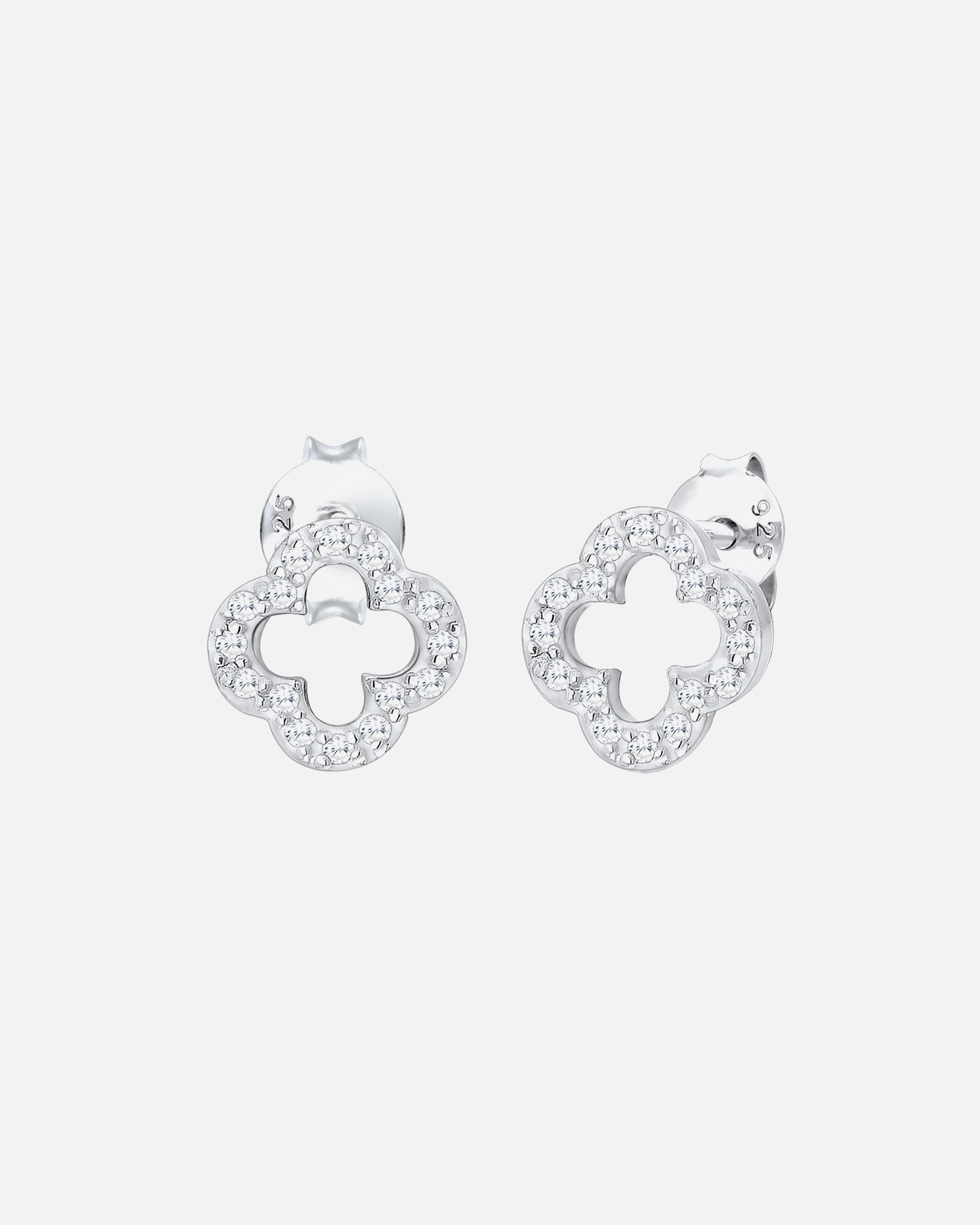 Boucles d'oreilles pour Femme Elli Trèfle à quatre feuilles porte-bonheur Zirconium Lucky 925 Argent silberfarben