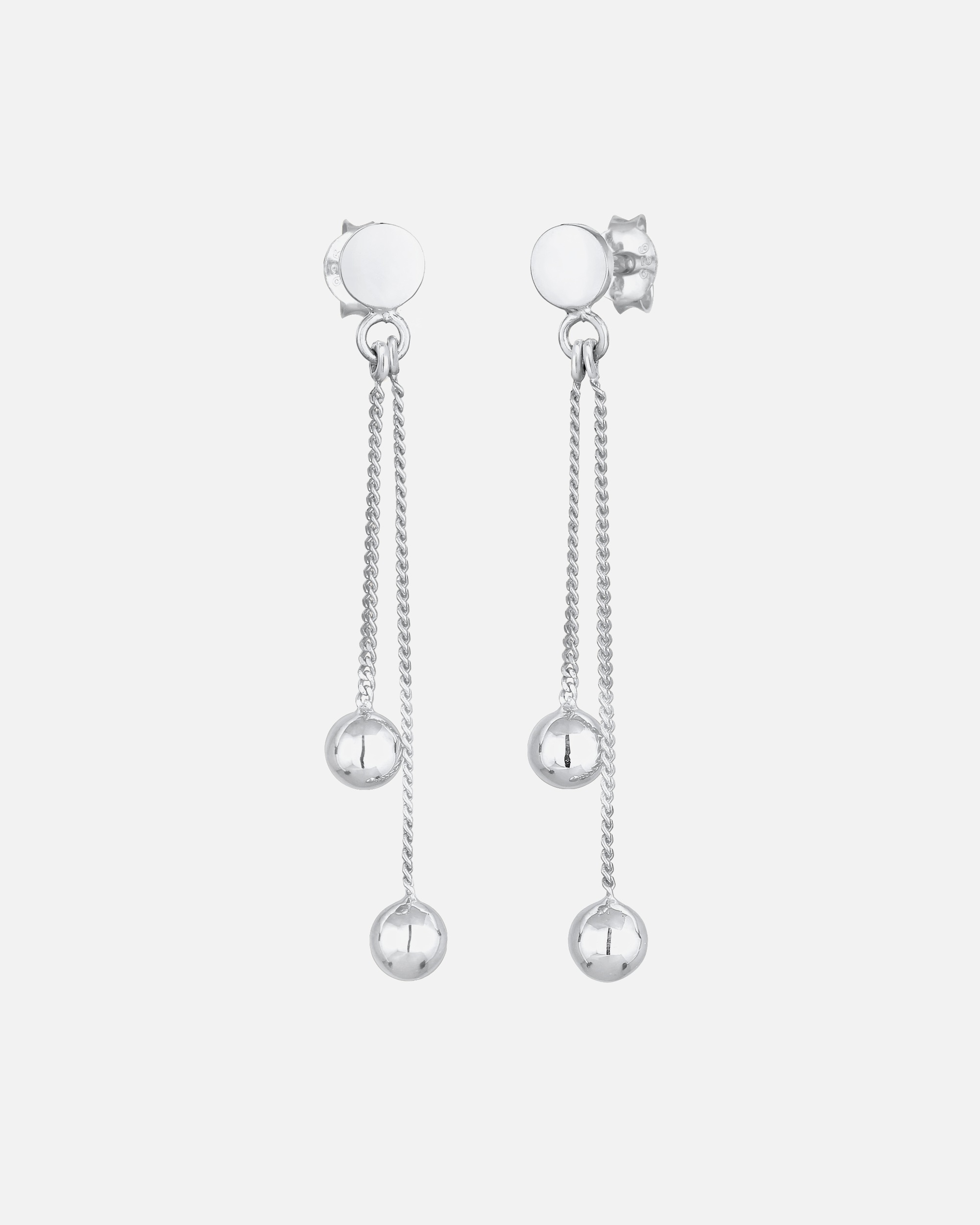 Boucles d'oreilles pour Femme Elli Stecker Plättchen Kugel Kette Geo Style 925 Silber silberfarben
