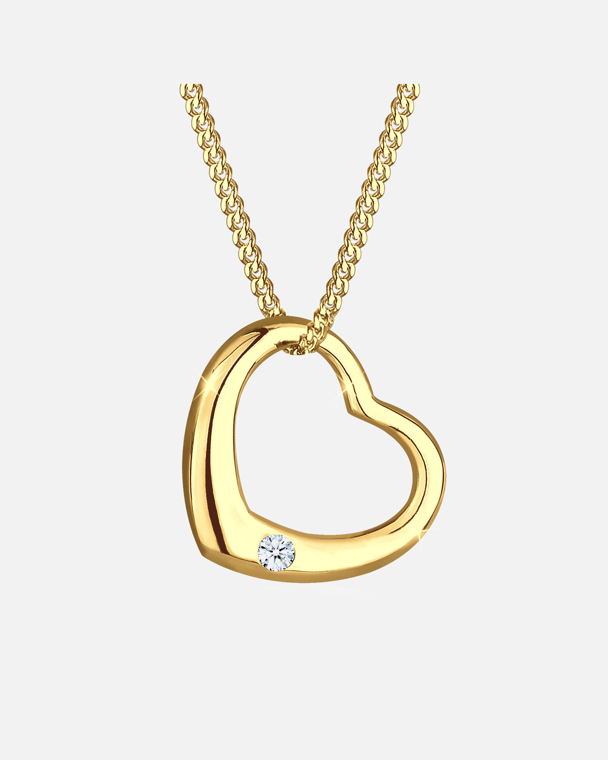 Collier pour Femme Elli DIAMONDS Femmes Pendentif Coeur avec Diamant (0.03 ct.) en Argent Sterling 925 goldfarben