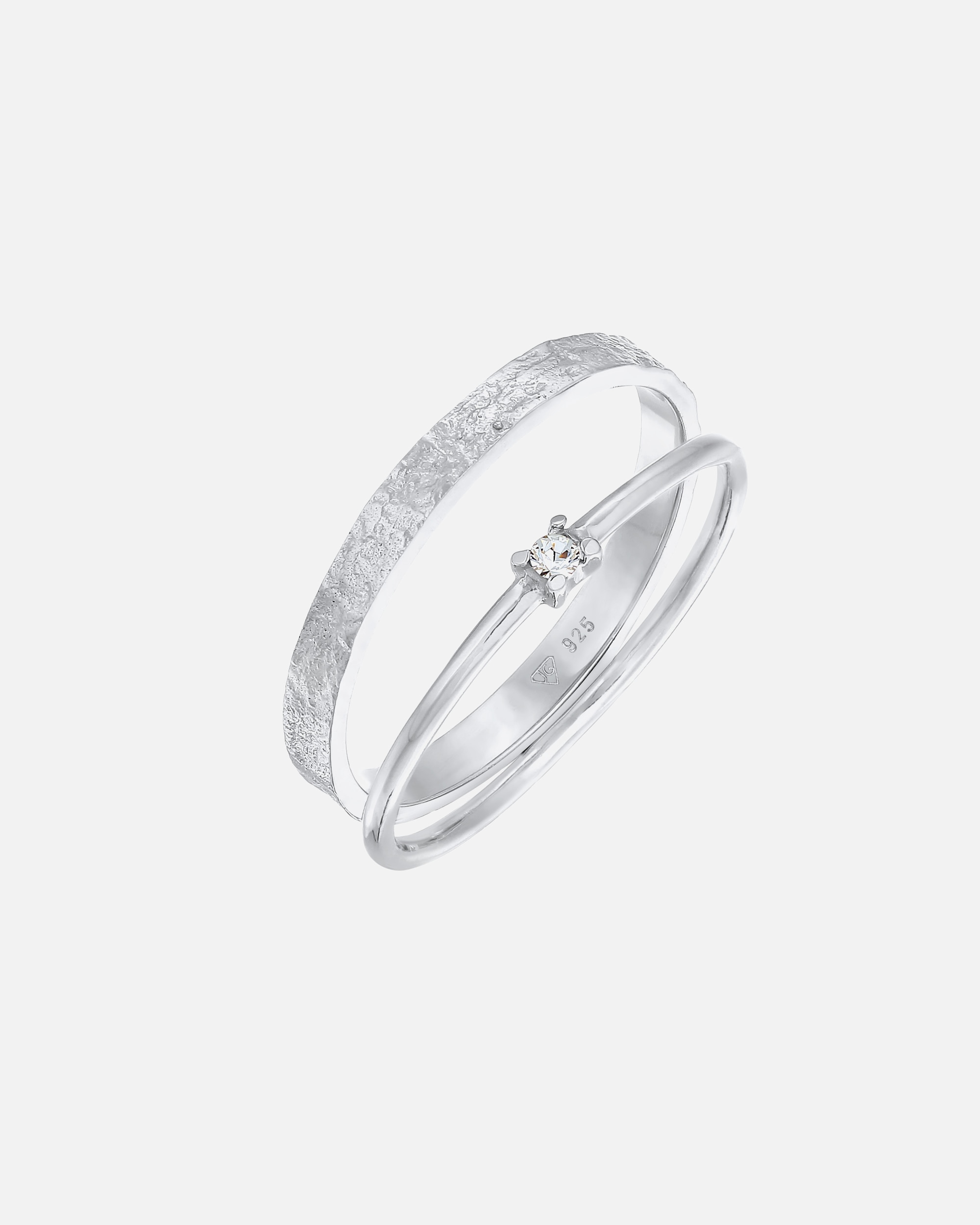 Bague pour Femme Elli Ring Stapelring Kristall Solitär Bandring Set 925 Silber 54