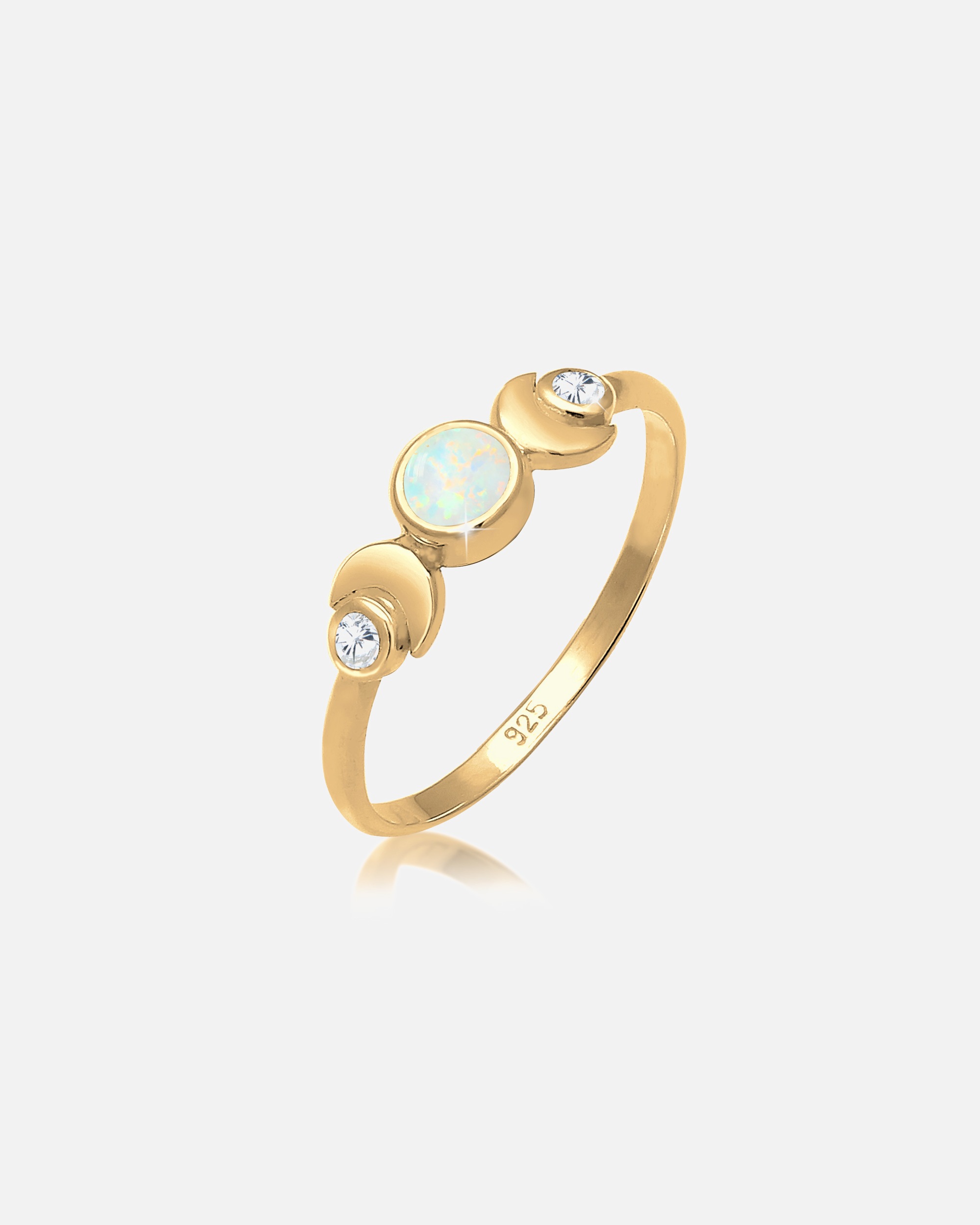 Bague pour Femme Elli Demi Lune Astro Bague Femme - (925/1000) Argent Cristal Zircone Opale 58