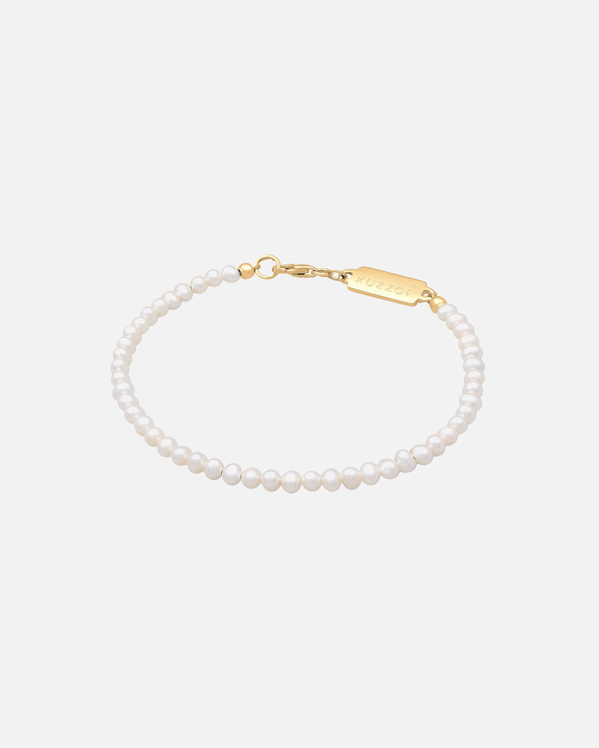 Bracelet pour Homme KUZZOI Süßwasserperlen Klassisch Schlicht 925 Silber 19