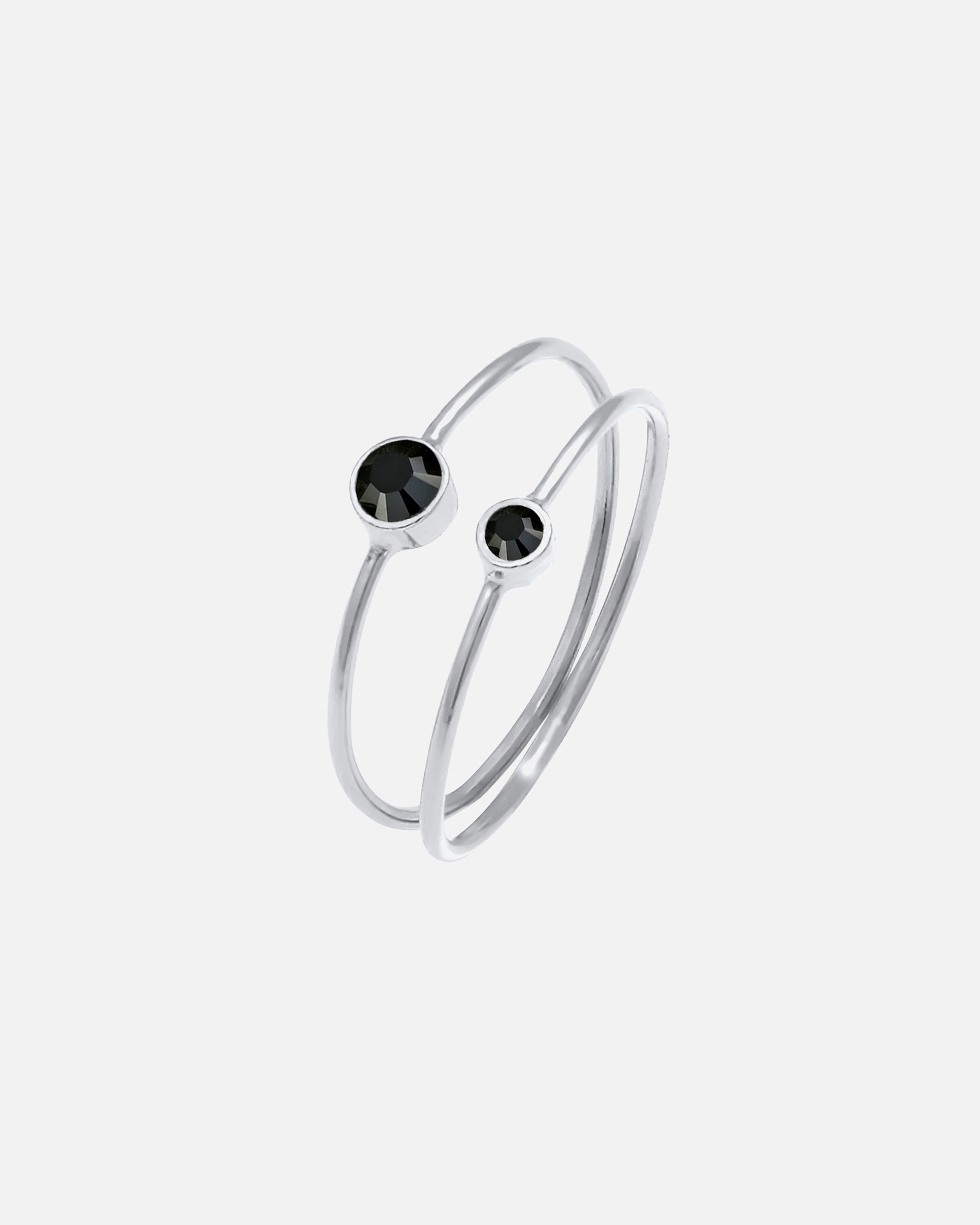 Bague pour Femme Elli Set de 2 Cristaux noirs Argent 925 44