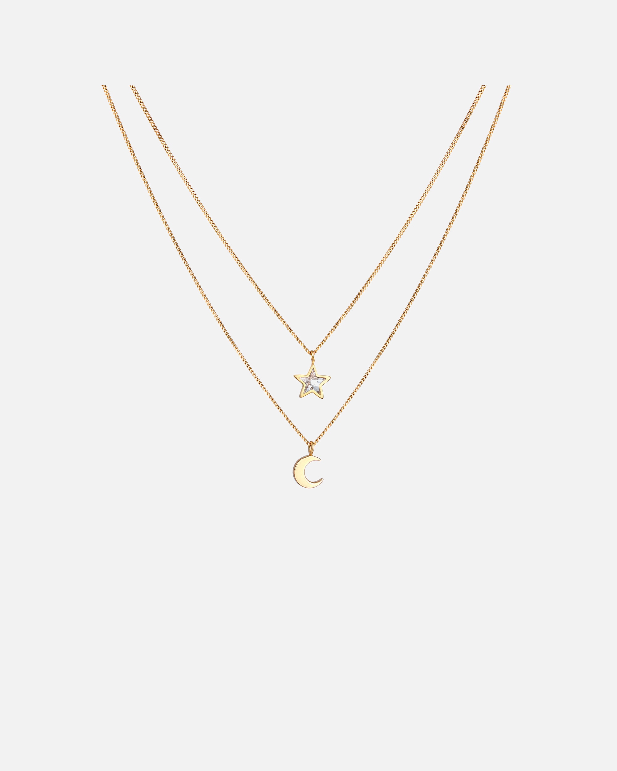 Collier pour Femme Elli Enfants couches étoile demi-lune pendentif avec cristal en argent sterling 925 goldfarben