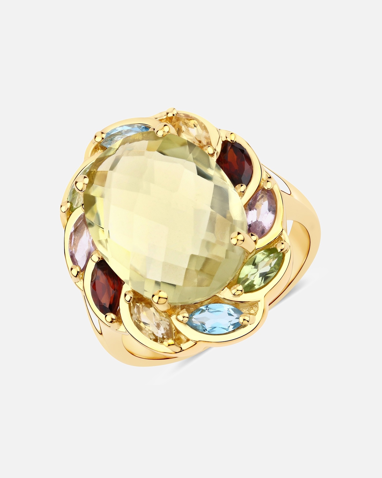 Bague pour Femme Rafaela Donata Bague Argent sterling Quartz citron en Or jaune 54