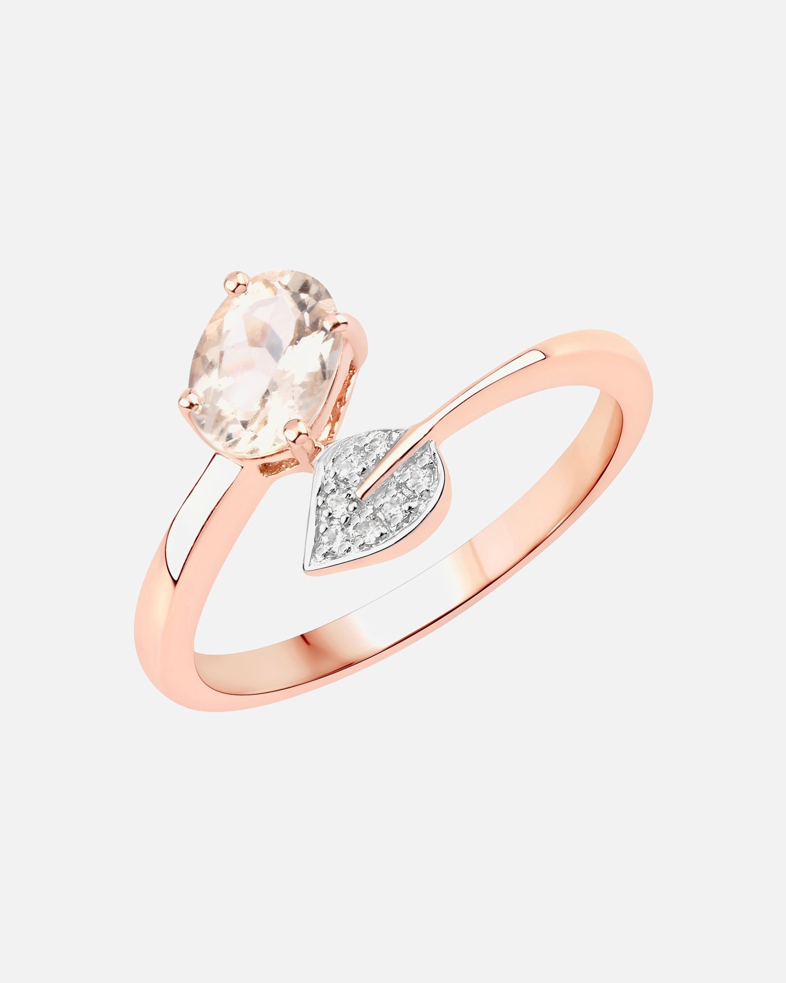 Bague pour Femme Rafaela Donata Bague Argent sterling Morganite en Or rose 52