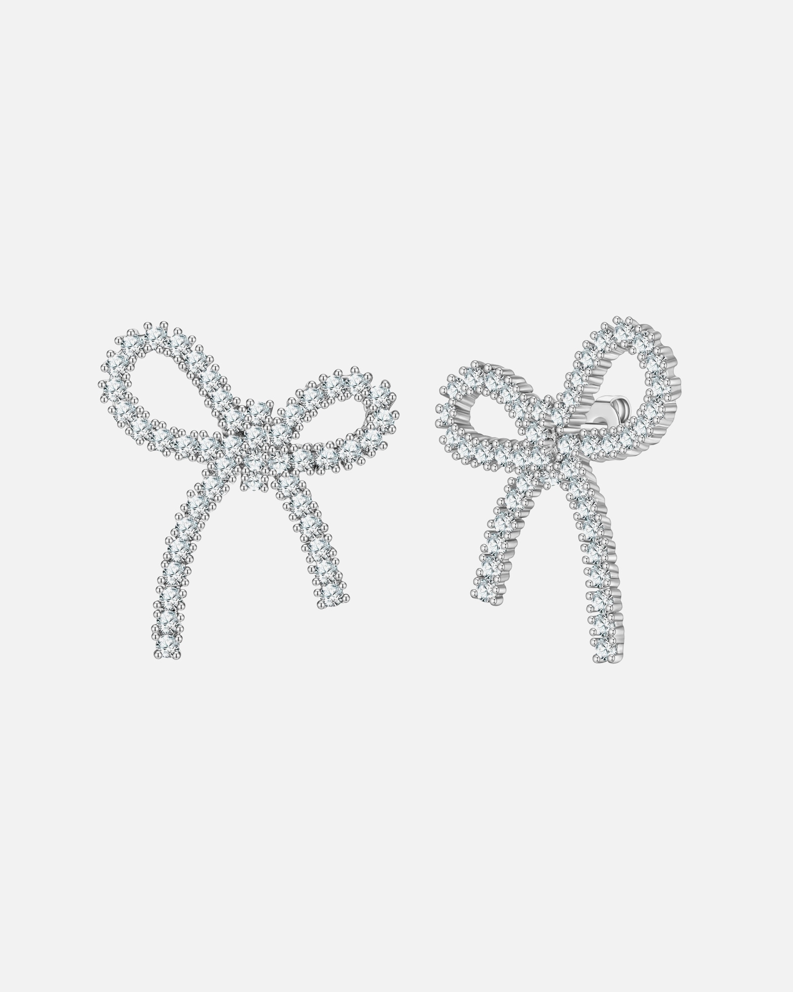 Boucles d'oreilles pour Femme Yokoamii Clous d'oreilles Noeud en laiton en argent avec zirconium 24,5 mm