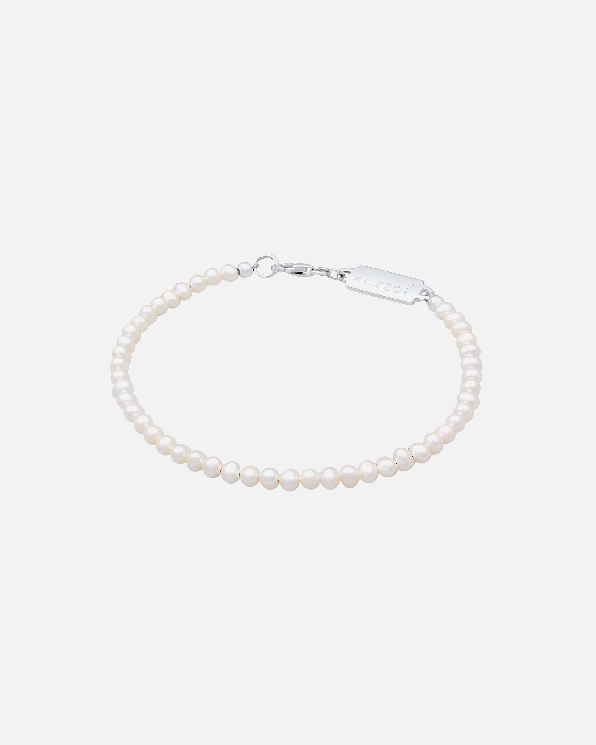 Bracelet pour Homme KUZZOI Süßwasserperlen Klassisch Schlicht 925 Silber 21