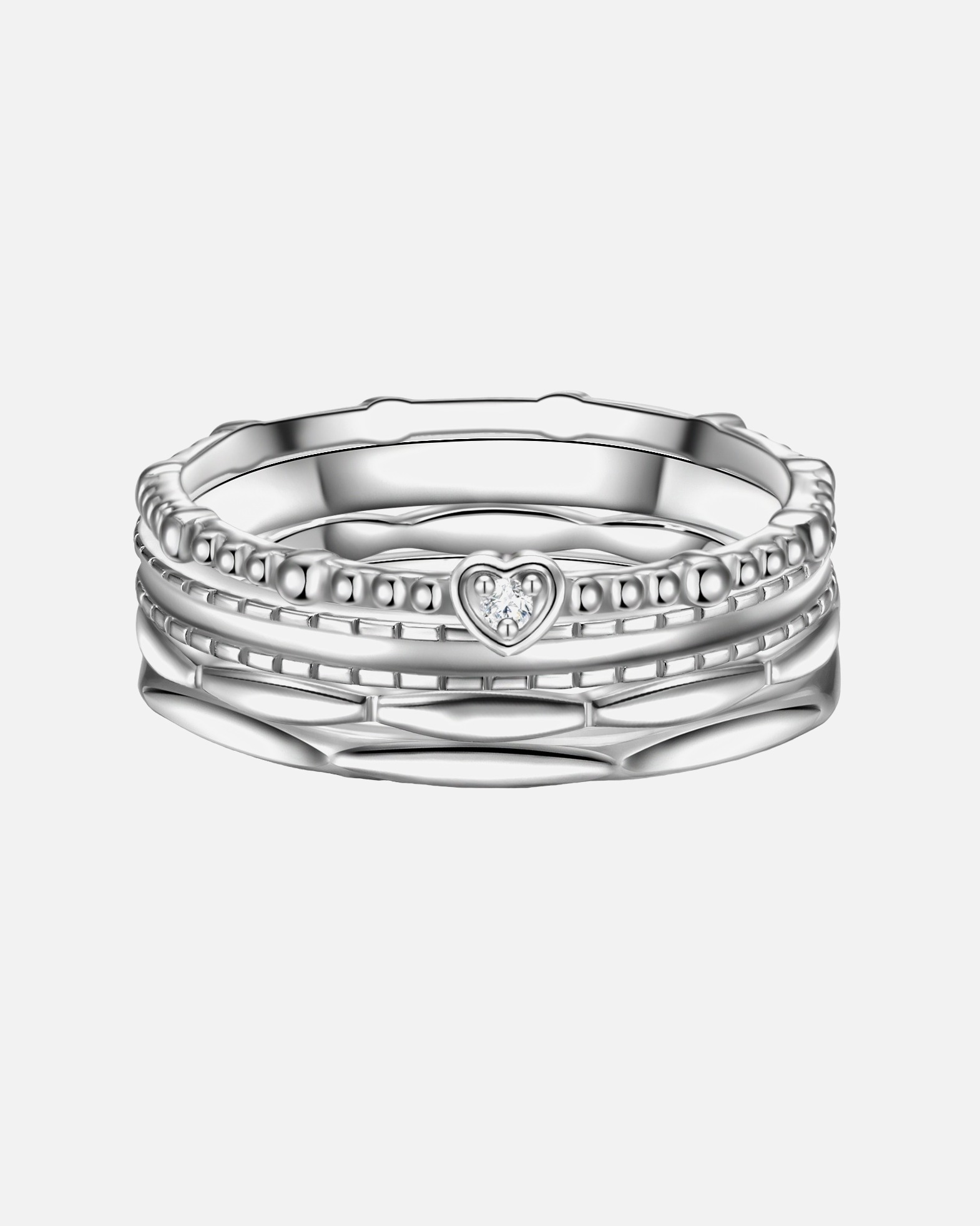 Bague pour Femme Bague en argent Coeur Argent sterling Oxyde de zirconium (CZ) en Argent 52