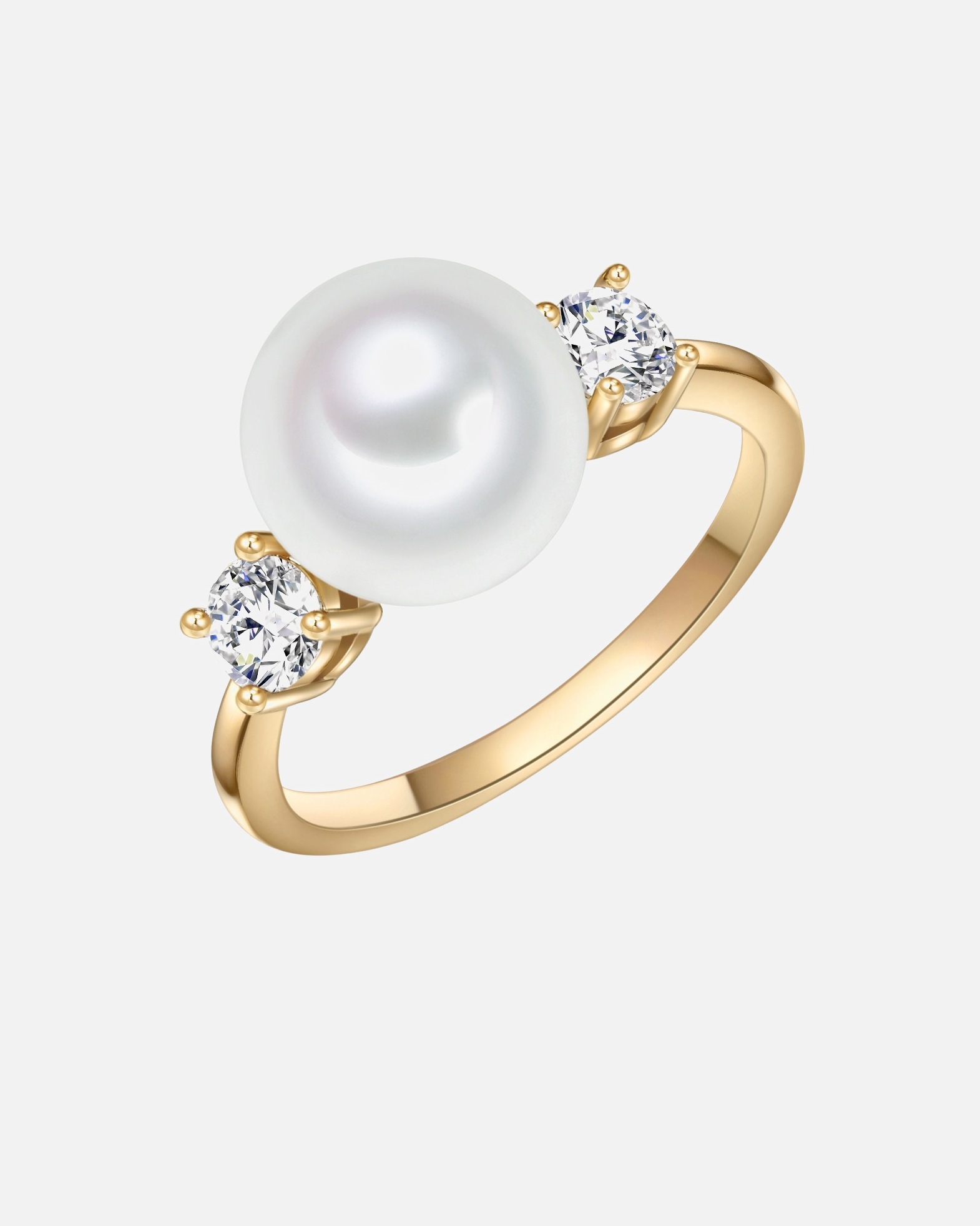 Bague pour Femme Lulu & Jane Bague avec perle Laiton Oxyde de zirconium (CZ) Perles organiques en Or jaune 56