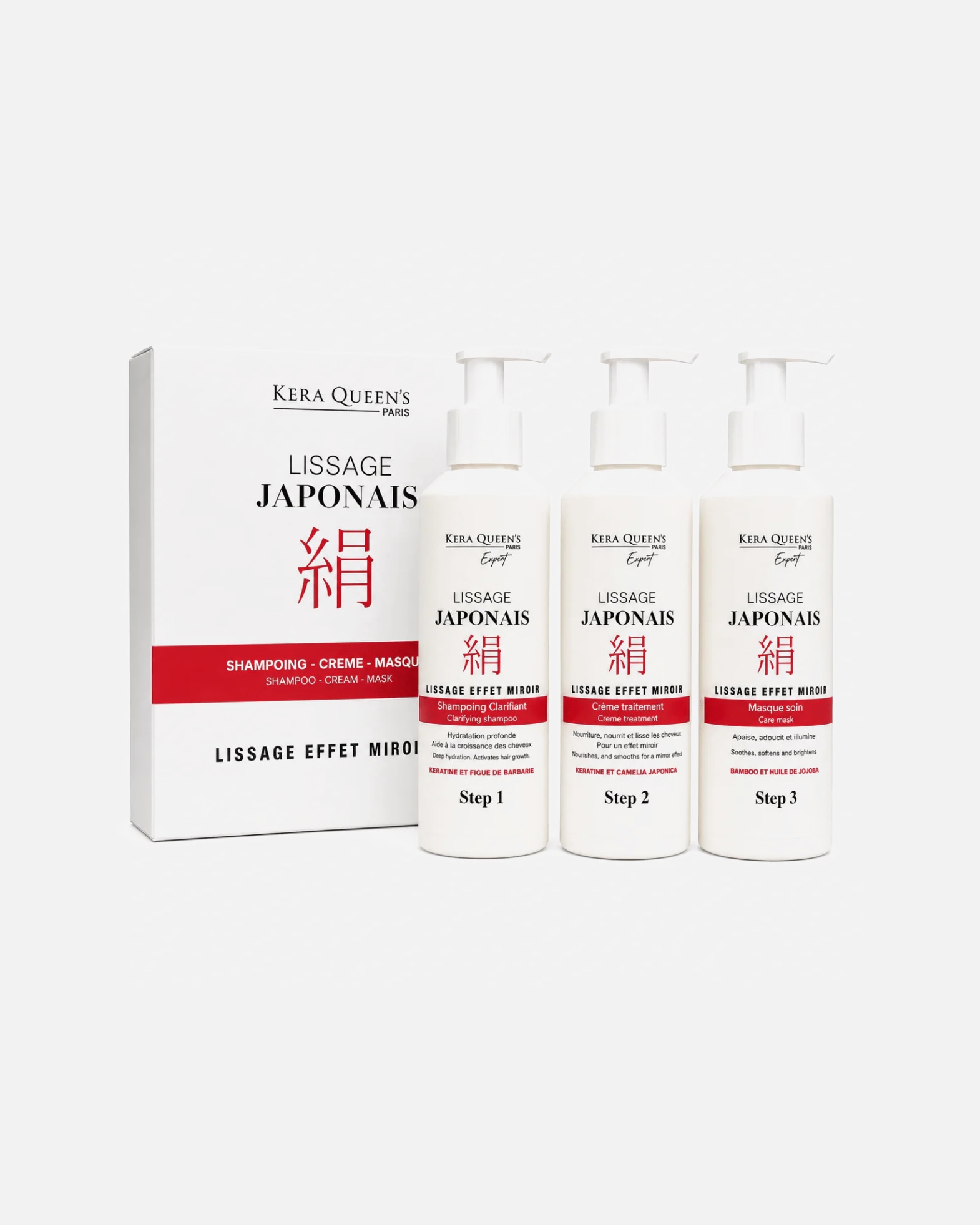 Coffret soin cheveux pour Unisexe Kera Queen's Default Brand Line Pack de Lissage Japonais Pack de Lissage Japonais 3 x 150 ml