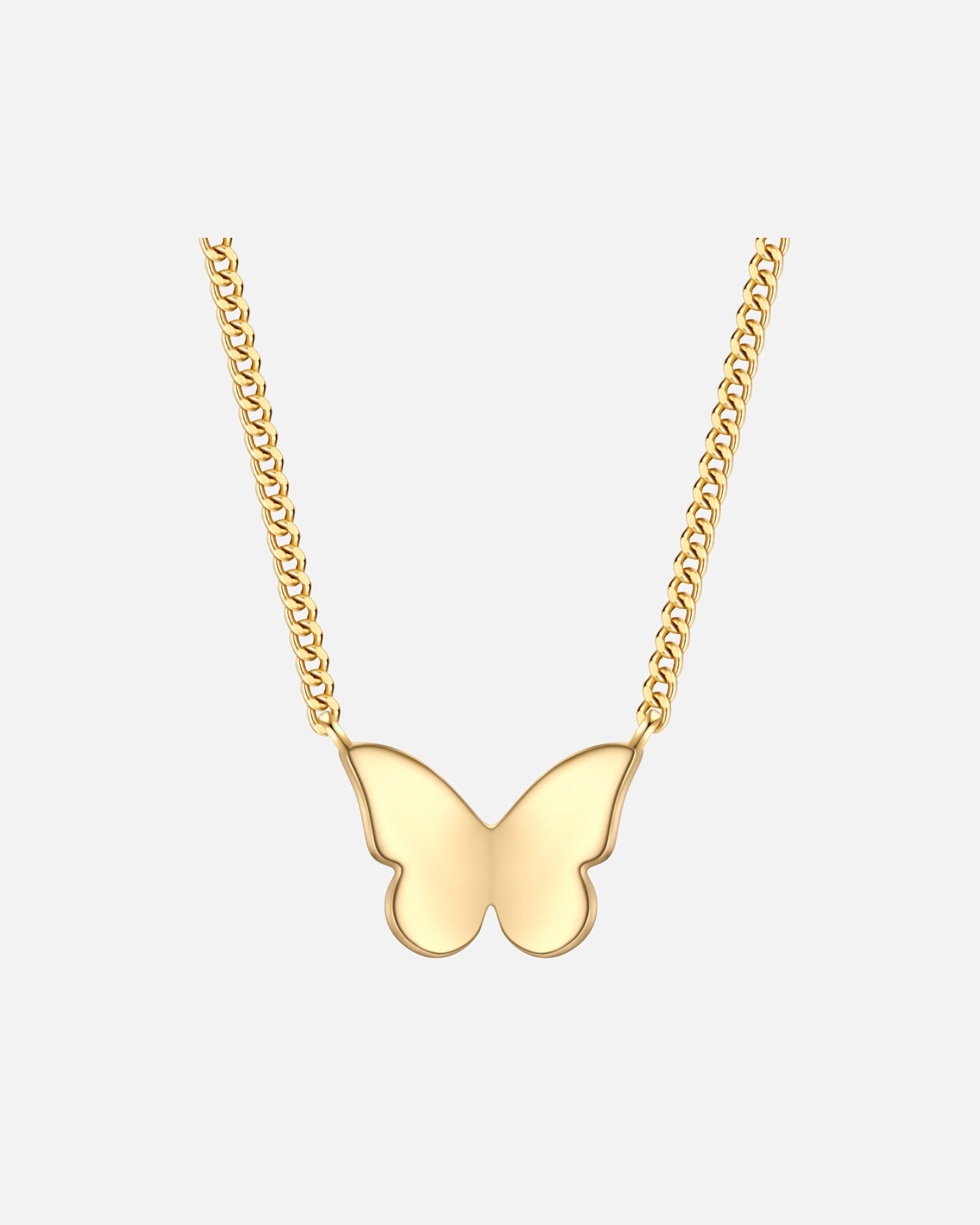 Collier pour Femme Glanzstücke München Collier Papillon en Argent Sterling en or jaune avec Chaîne Panzer 40,0 cm Basiskette + 5,0 cm Verlängerung
