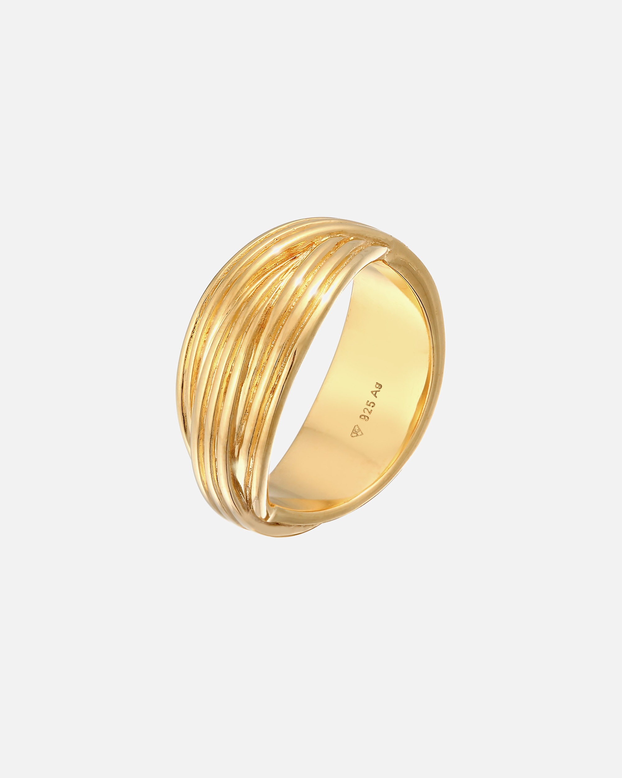 Bague pour Femme Elli PREMIUM Wickelring Gerillt Modern 925 Silber rhodiniert 54