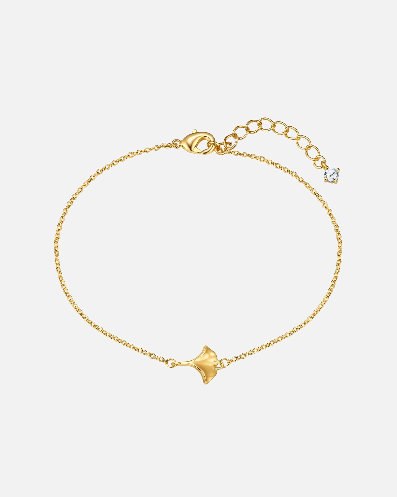 Bracelet pour Femme Lulu & Jane Bracelet Ginkgoblatt en laiton en or jaune avec zirconium Longueur de base 17,0 + rallonge 3,0 cm