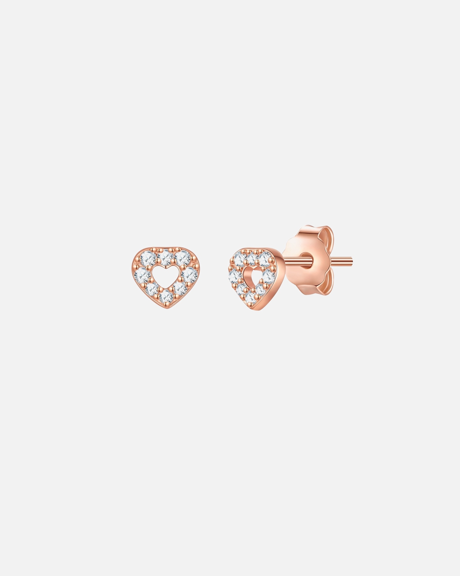 Boucles d'oreilles pour Femme Glanzstücke München Clous d'oreilles Cœur en Argent Sterling en or rose avec zirconium 4,3 mm