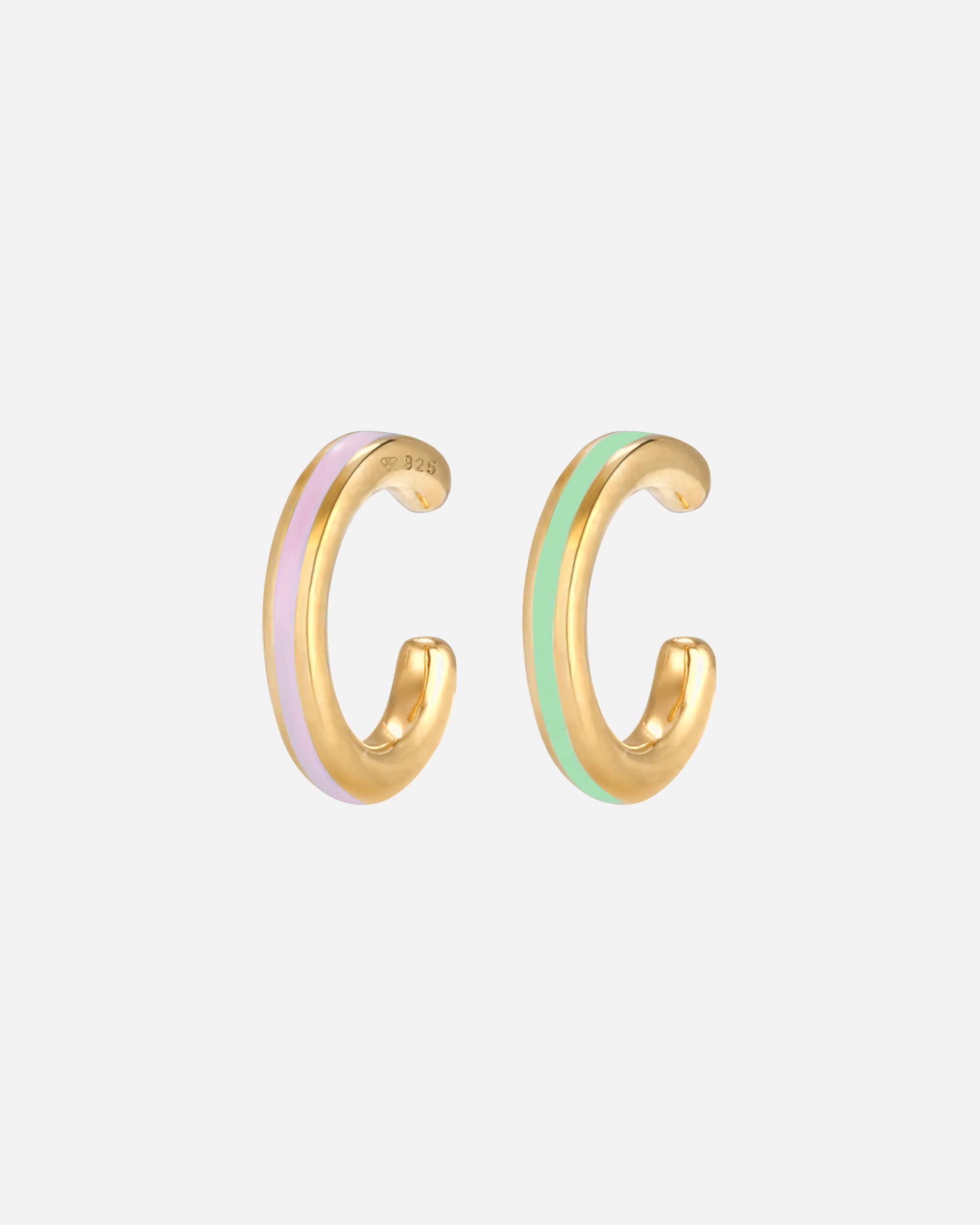 Boucles d'oreilles pour Femme Elli Set de 2 earcuffs en Émail multicolore en Argent 925 goldfarben
