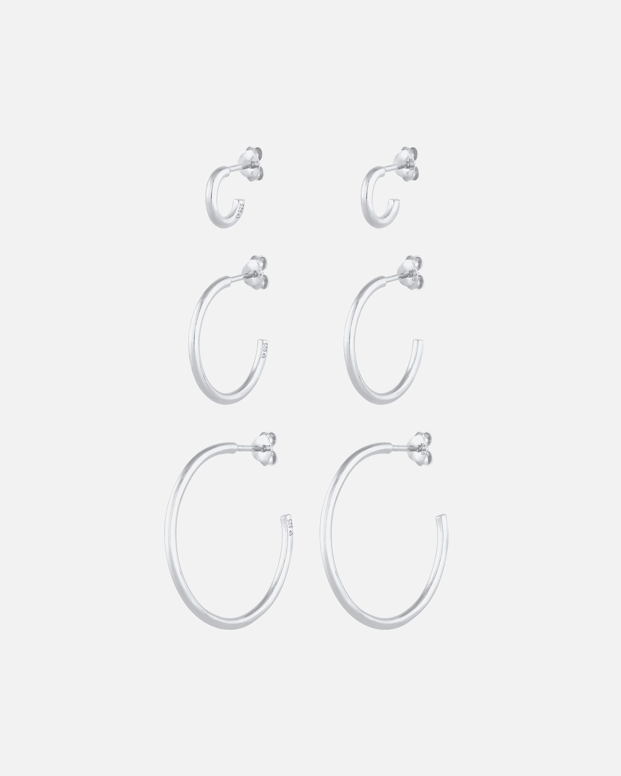 Boucles d'oreilles pour Femme Elli Trio de boucles d'oreilles créoles pour femmes Blogueur de tendances de base en argent sterling 925 silberfarben