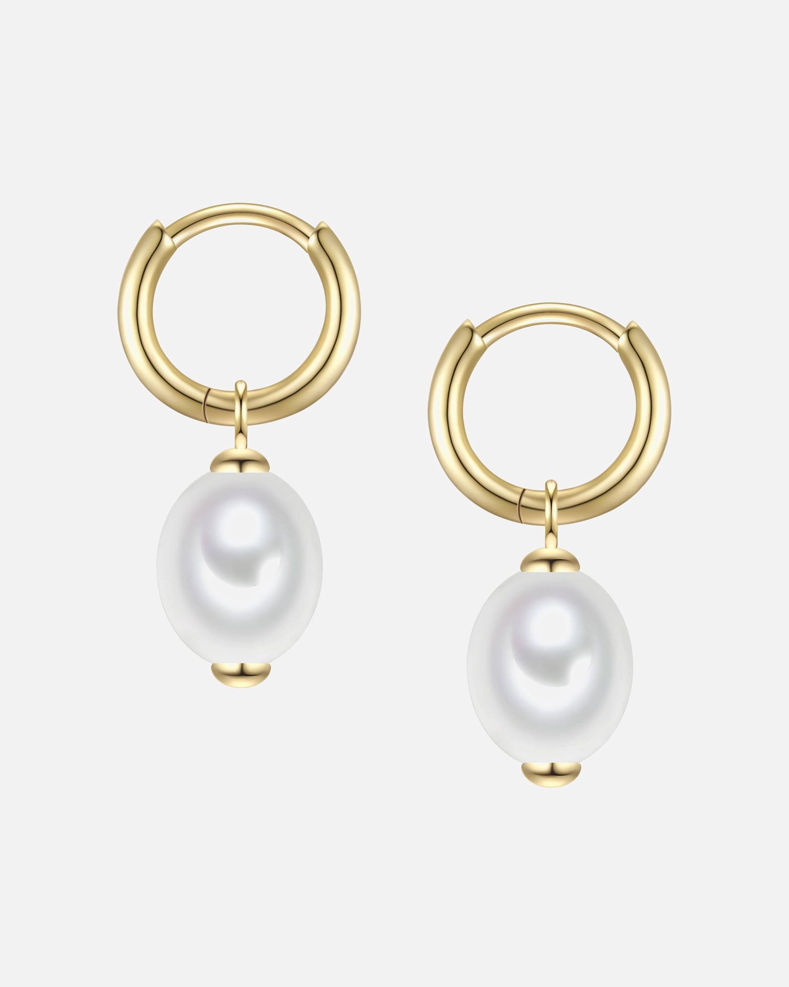 Créoles pour Femme Rafaela Donata Créoles en Argent Sterling en or jaune avec perle de coquillage 23,5 mm