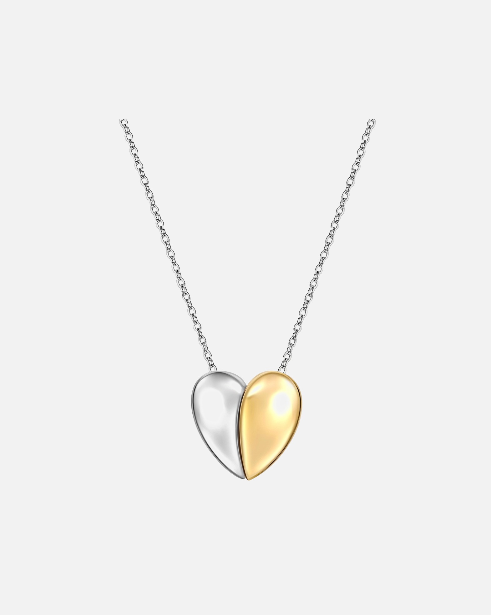 Collier pour Femme Collier Cœur en laiton doré Chaîne de base 44,0 cm + rallonge de 5,0