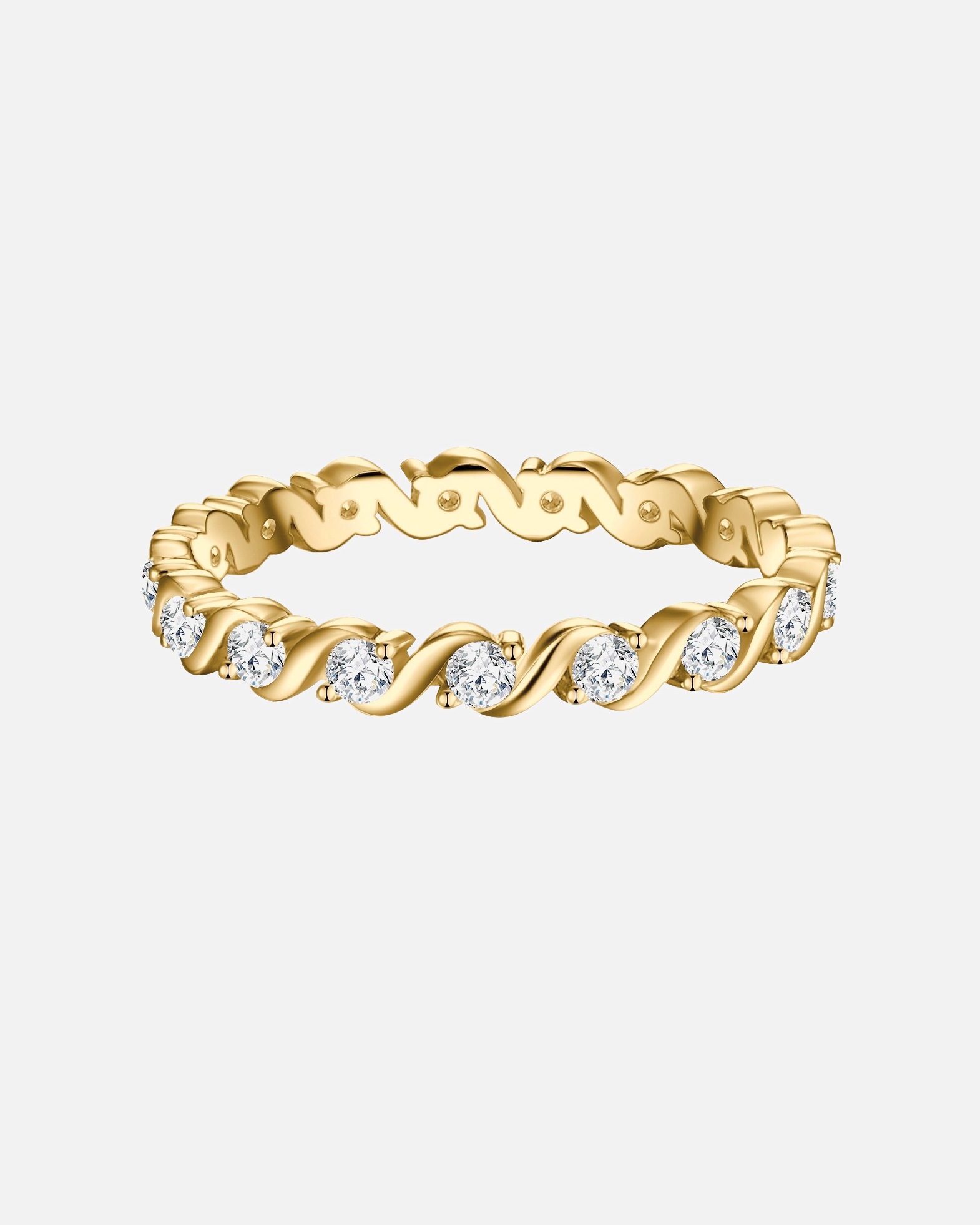 Bague pour Femme Trilani Bague Memoire aus Sterling Silber in Gelbgold mit Zirkonia 54