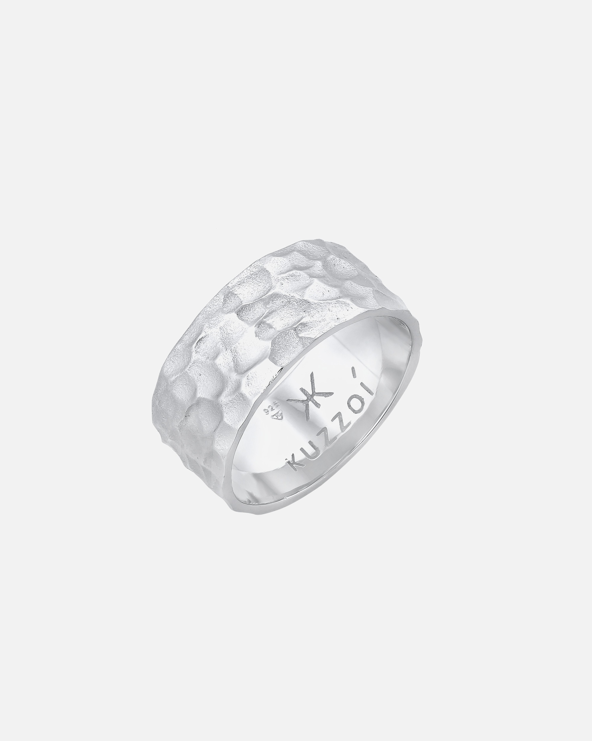 Bague pour Homme KUZZOI Bague pour homme en argent sterling 925, martelée et massive. 64