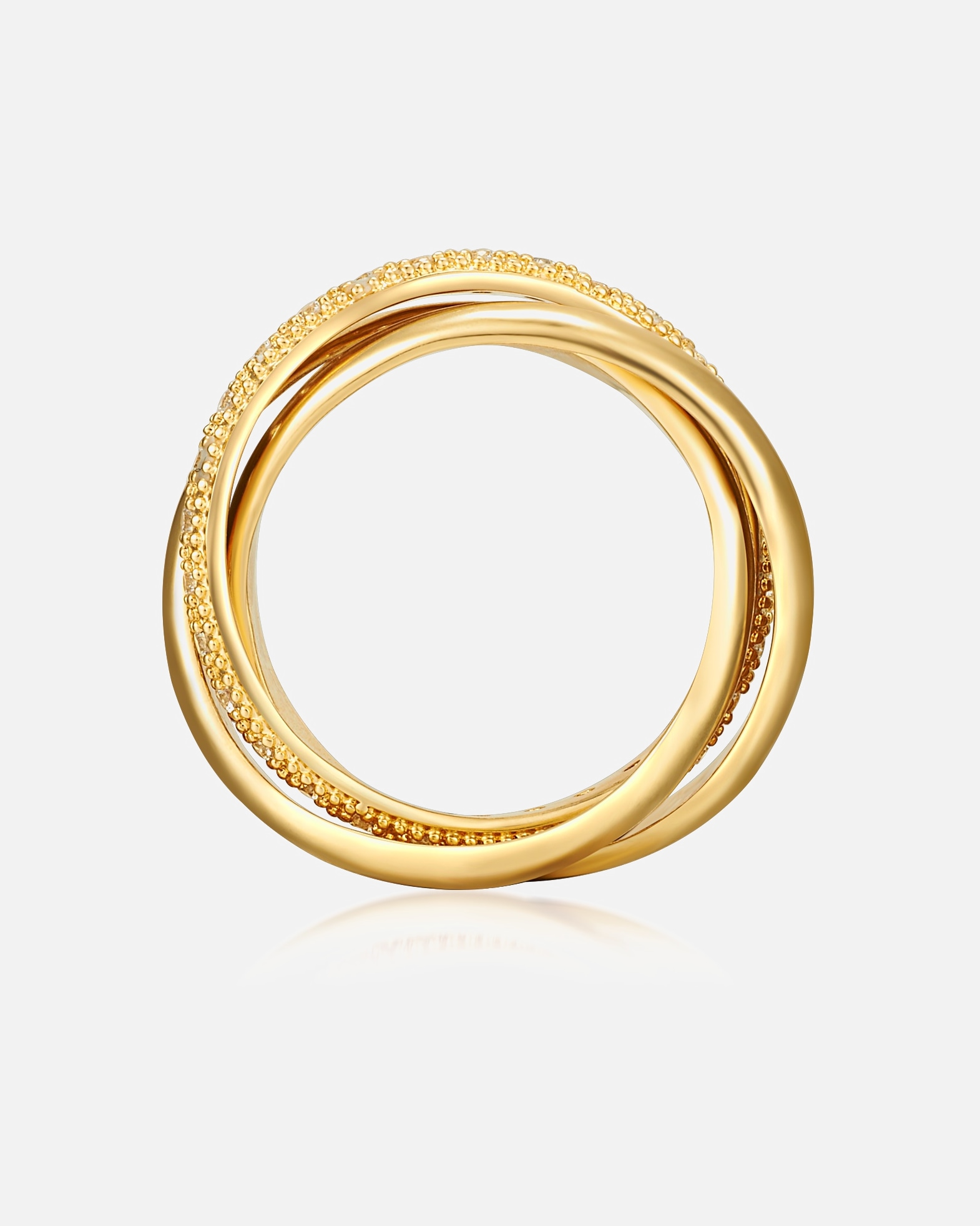 Bague pour Femme Lulu & Jane Bague tendance Laiton Oxyde de zirconium (CZ) en Or jaune 54