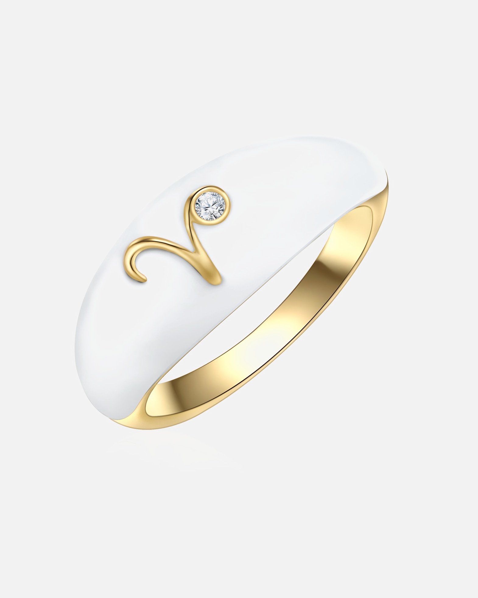 Bague pour Femme Glanzstücke München Bague Zodiaque Bélier en Argent sterling en Or jaune 58