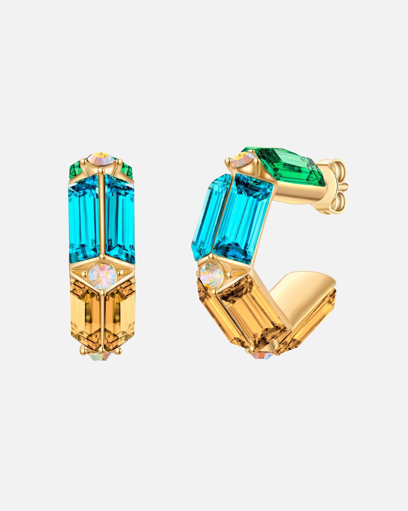 Créoles pour Femme Yokoamii Créoles en alliage de métal doré avec cristal de verre 16,8 mm