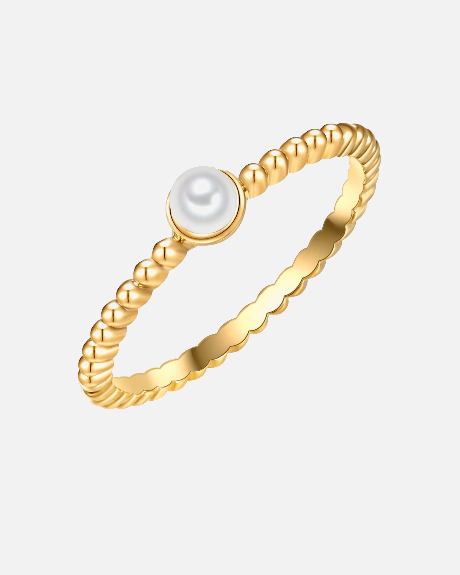 Bague pour Femme Bague Laiton Perles organiques en Or jaune 52