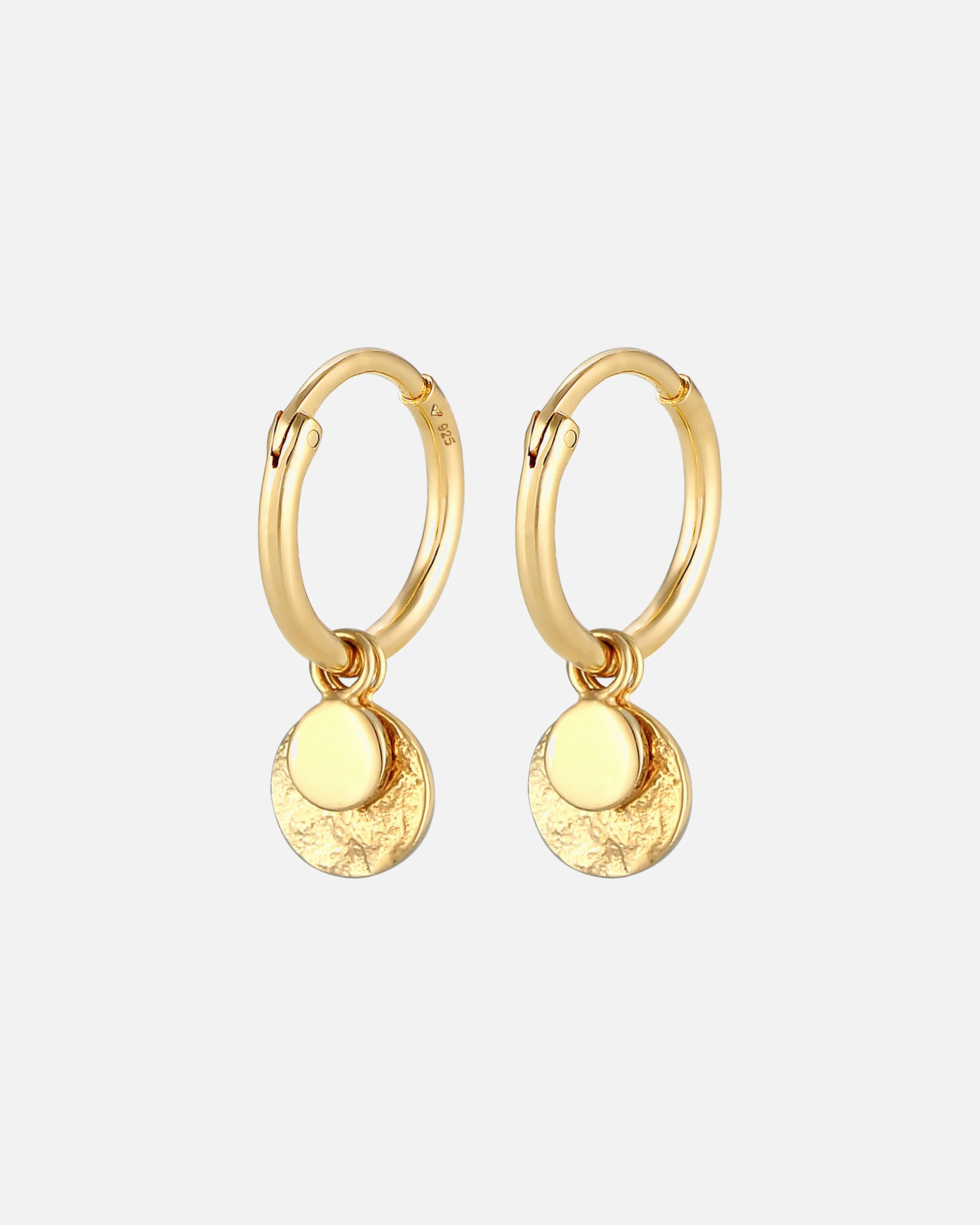 Boucles d'oreilles pour Femme Elli Créoles Pendentif d'oreilles Plaquette Vintage Argent 925 goldfarben