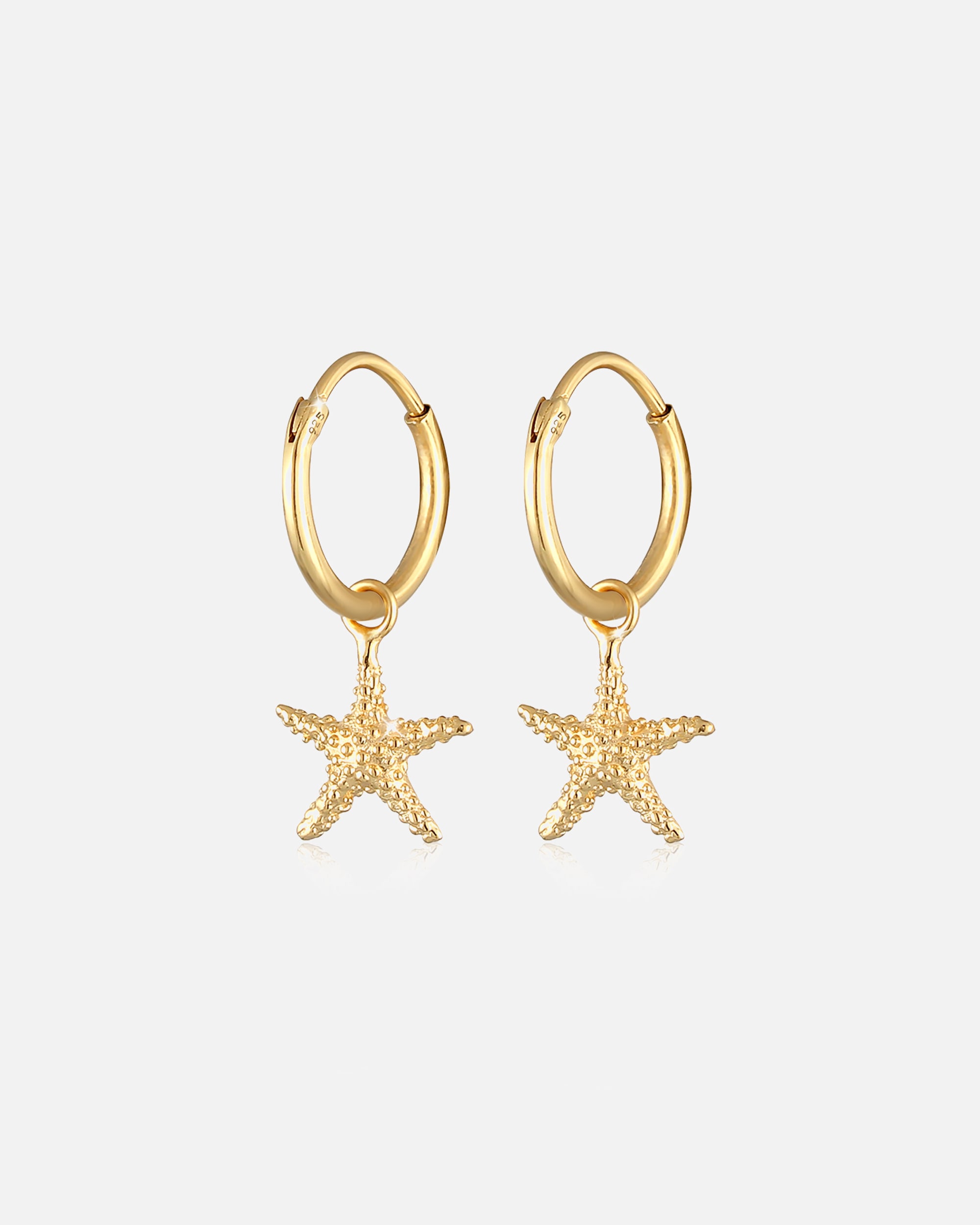 Boucles d'oreilles pour Femme Elli Créoles Étoile de Mer Pendentifs Plage Été Trend Boucles d'Oreilles Femme - (925/1000) Argent goldfarben