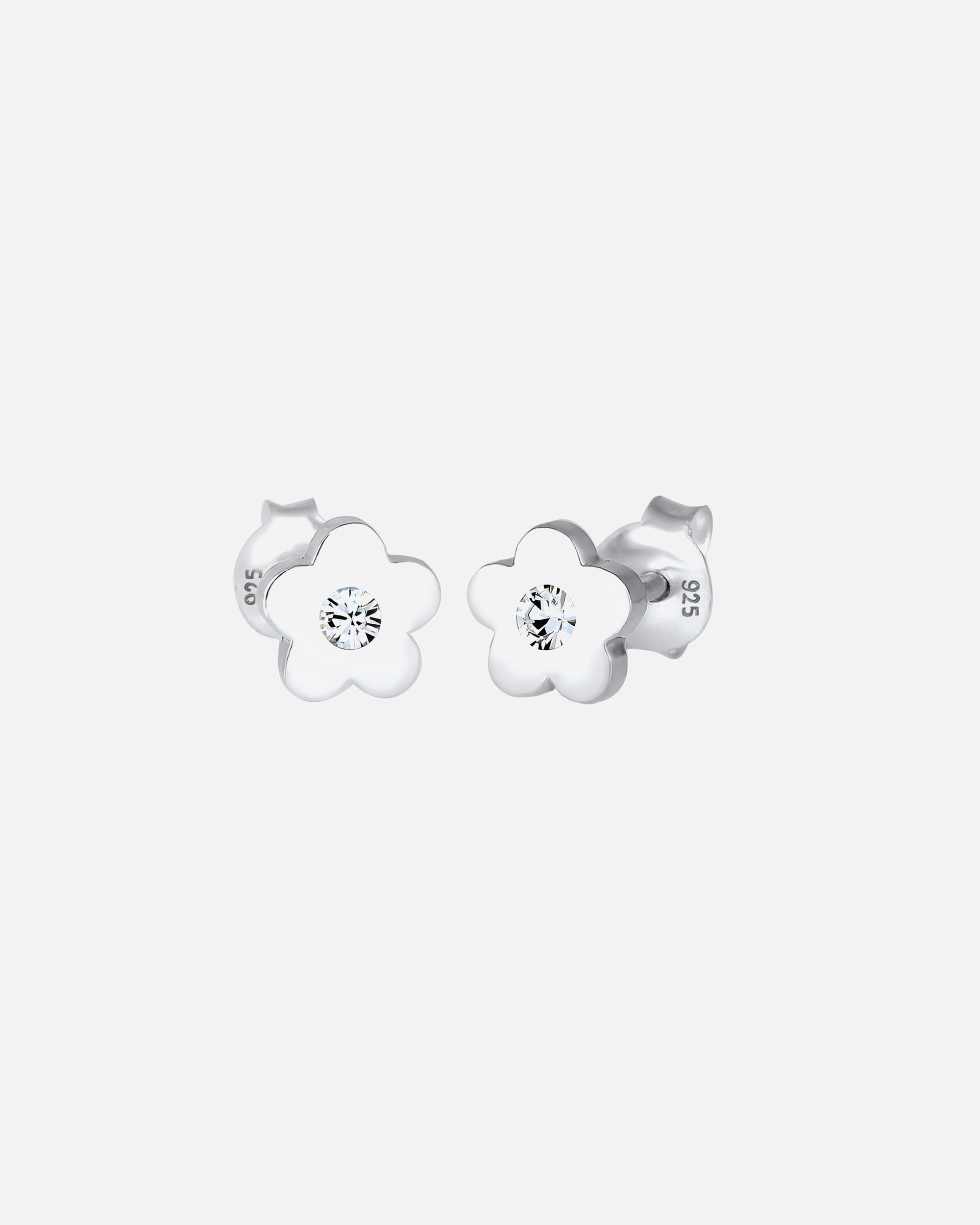 Boucles d'oreilles pour Femme Elli Enfants Clous d'oreilles Fleur Symbole avec Cristal rose en Argent Sterling 925 Blanc