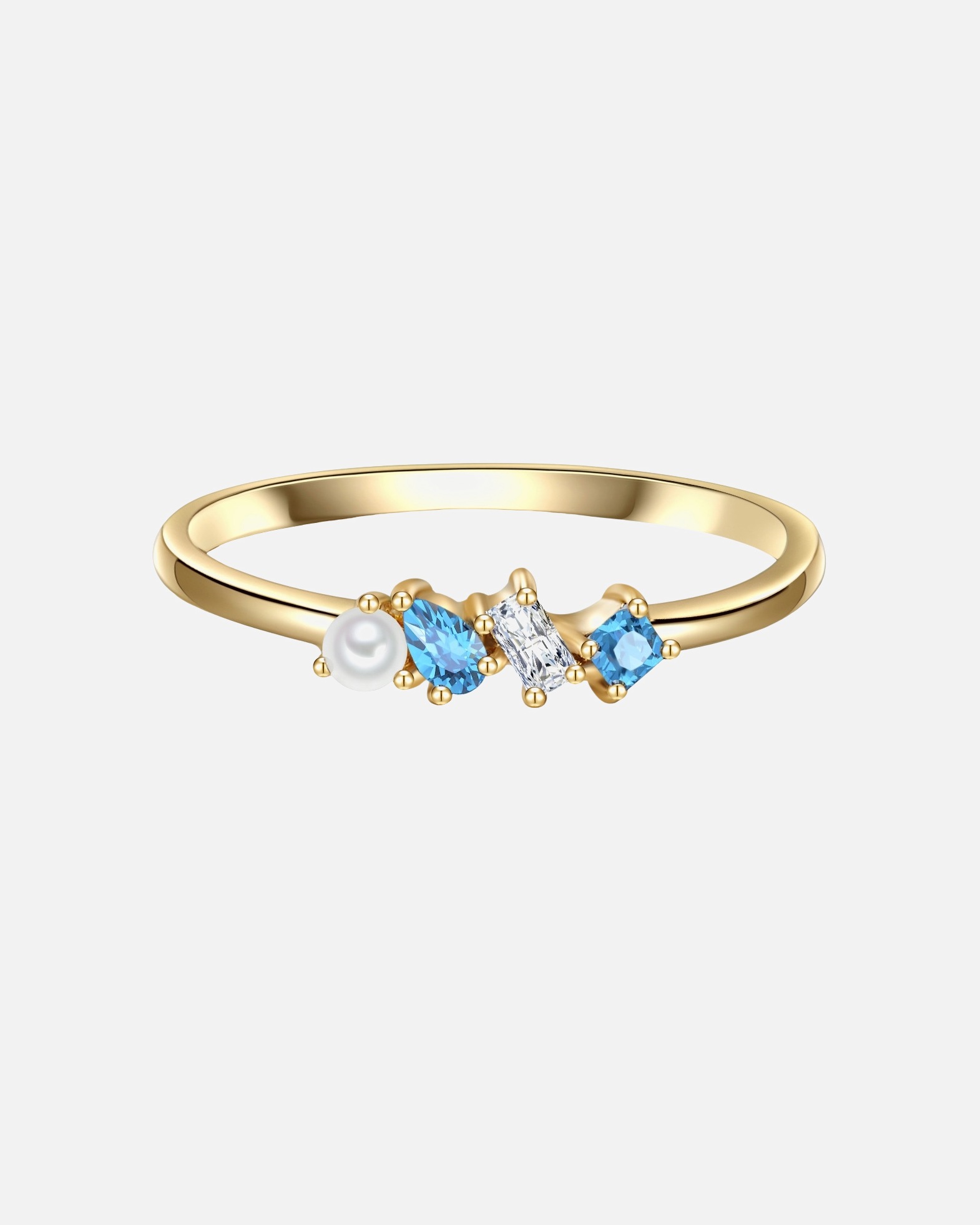 Bague pour Femme Glanzstücke München Bague en argent Argent sterling Oxyde de zirconium (CZ) Perle de culture d'eau douce en Or jaune 48