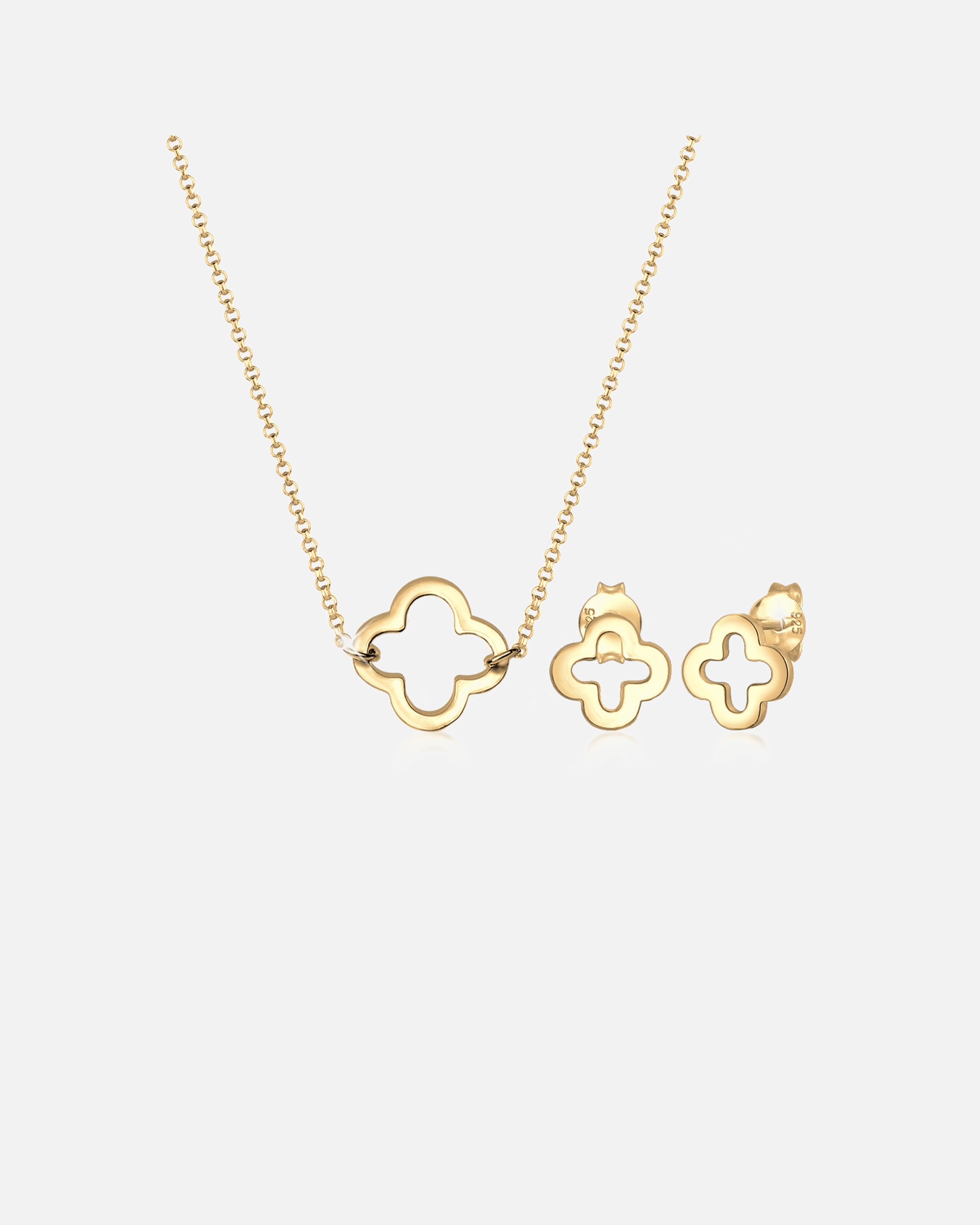 Bijoux pour Femme Elli de Bijoux Lot Trèfle Porte-Bonheur Talisman Collier Clous d'Oreille Femme (925/1000) Argent golfarben