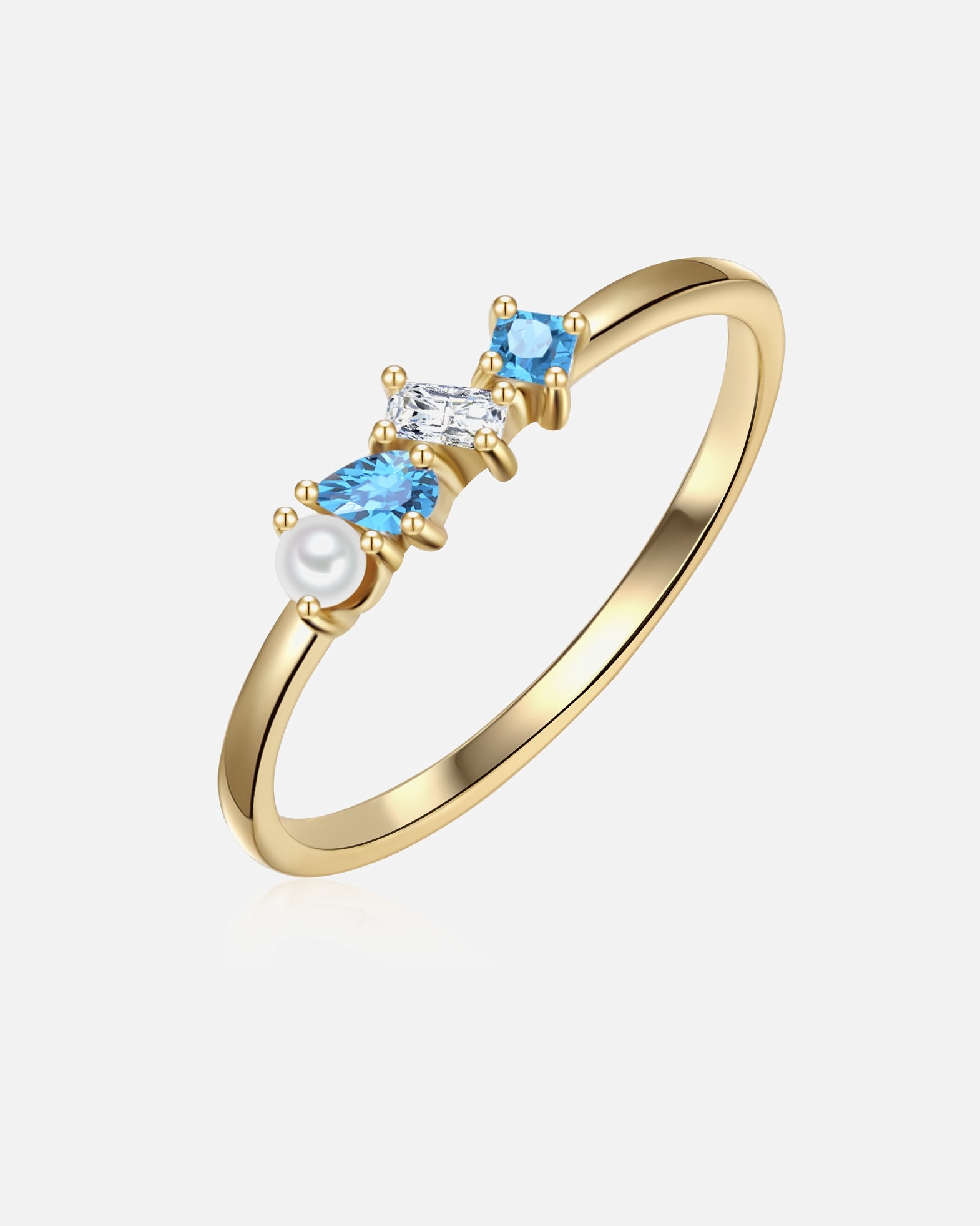 Bague pour Femme Glanzstücke München Bague en argent Argent sterling Oxyde de zirconium (CZ) Perle de culture d'eau douce en Or jaune 50